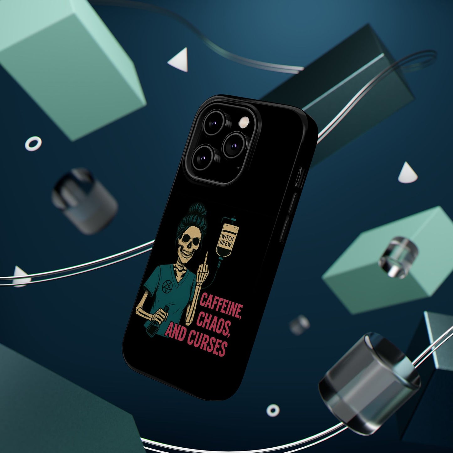 Caffeine Chaos Magnetic Phone Case, Halloween Gift, Witchy Accessories, Phone Cover, Spooky Style