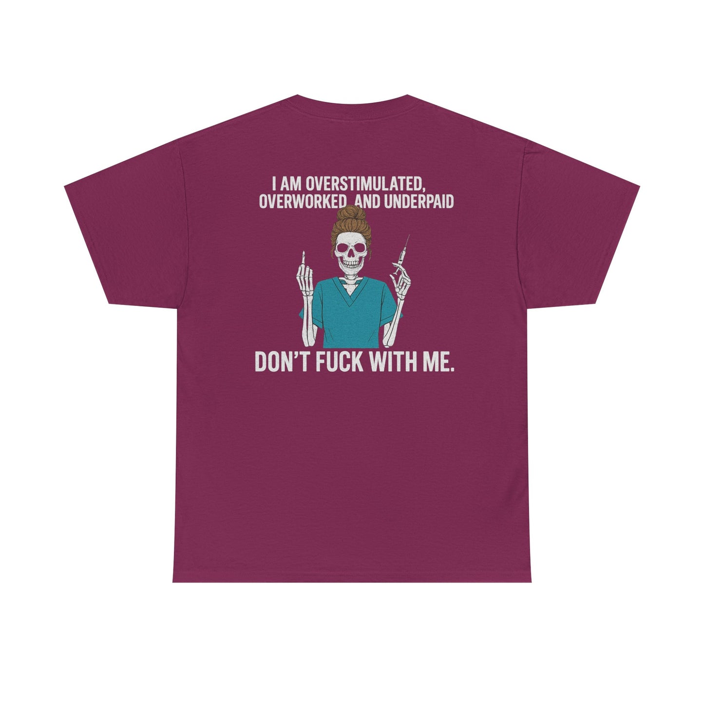Unisex Heavy Cotton Tee - Overstimulated & Underpaid Graphic Tee, Casual Wear, Funny Shirt, Gift for Friends, Work Humor
