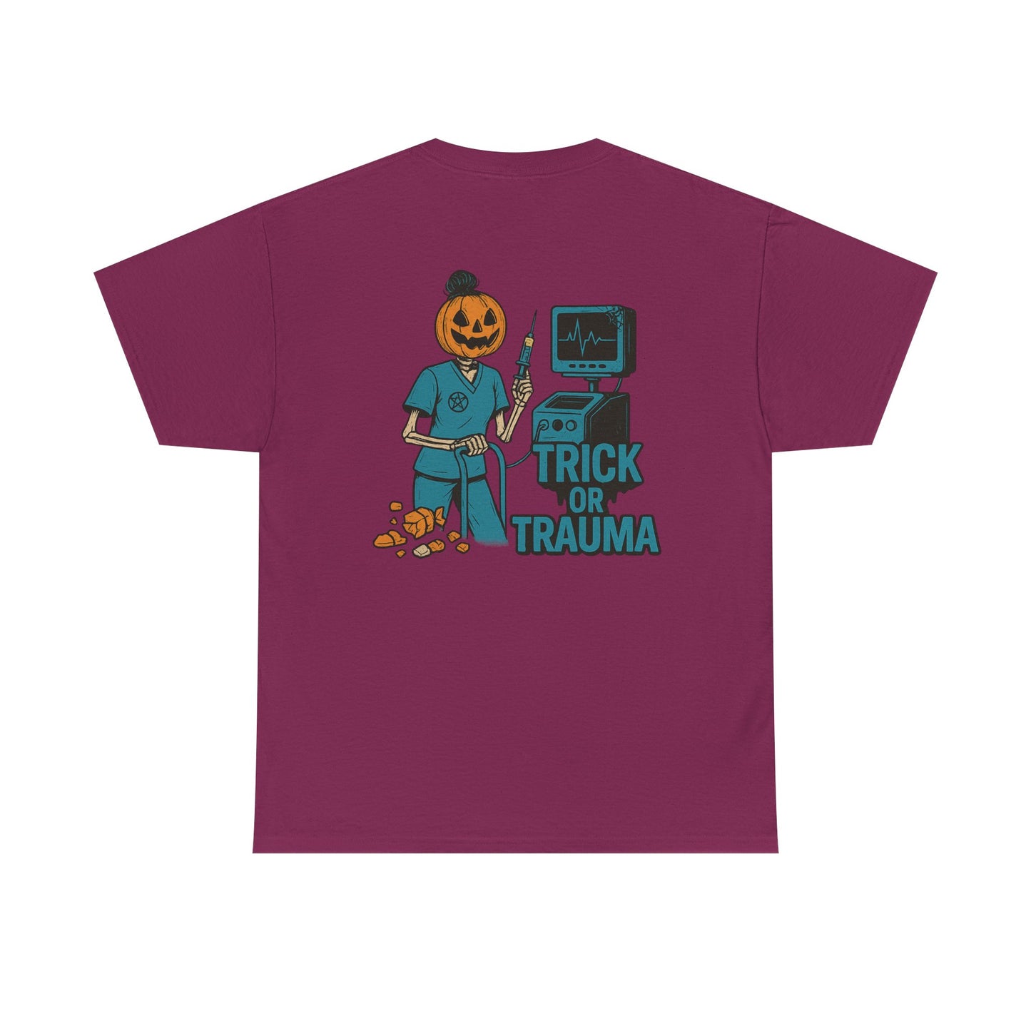 Halloween Pumpkin Tee - Trick or Trauma Shirt, Unisex T-Shirt for Fall Celebrations, Casual Wear, Halloween Costume, Gift Idea