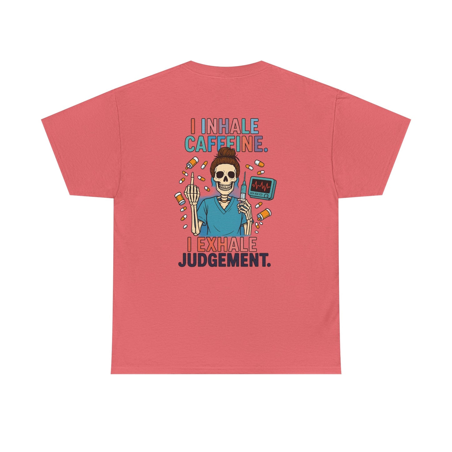 Funny Skeleton Caffeine Tee, Unisex Graphic T-Shirt, Quirky Gift for Coffee Lovers, Halloween Apparel, Casual Humor Shirt