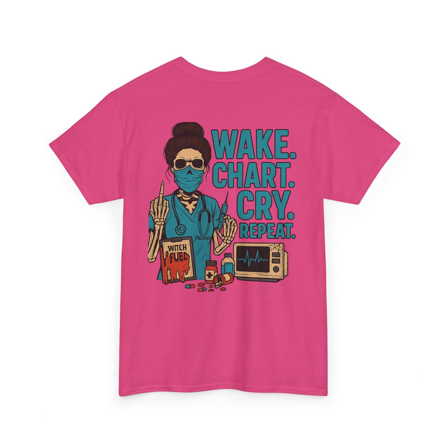 Wake Chart Cry Repeat Unisex Heavy Cotton Tee - Casual Graphic T-Shirt for Creators, Gifts for Artists, Inspirational Apparel, Everyday Wear