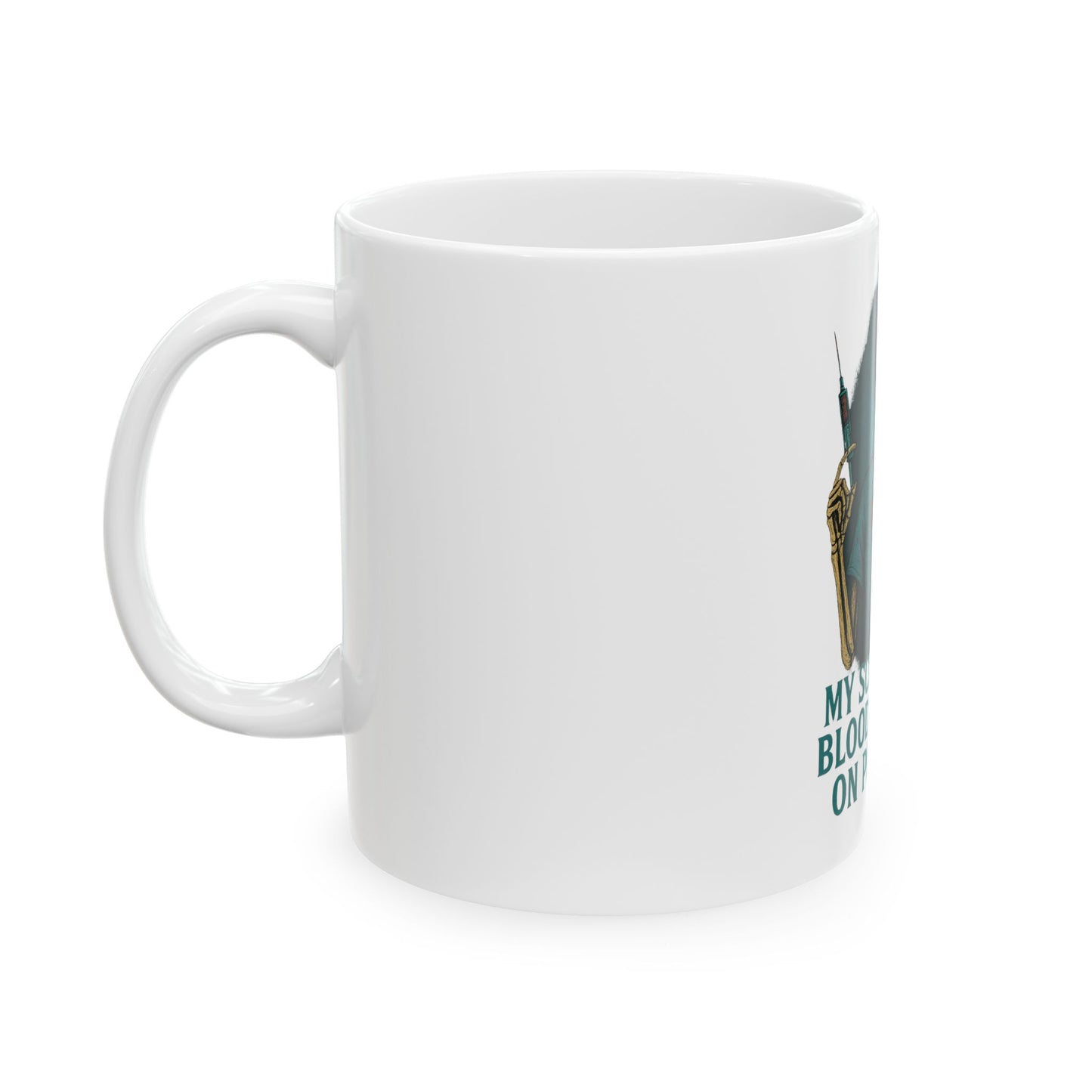 Funny Medical Scrubs Mug - MY SCRUBS ARE BLOODSTAINED... ON PURPOSE, Doctor Gift, Nurse Coffee Cup, Halloween Office Decor, Healthcare Humor
