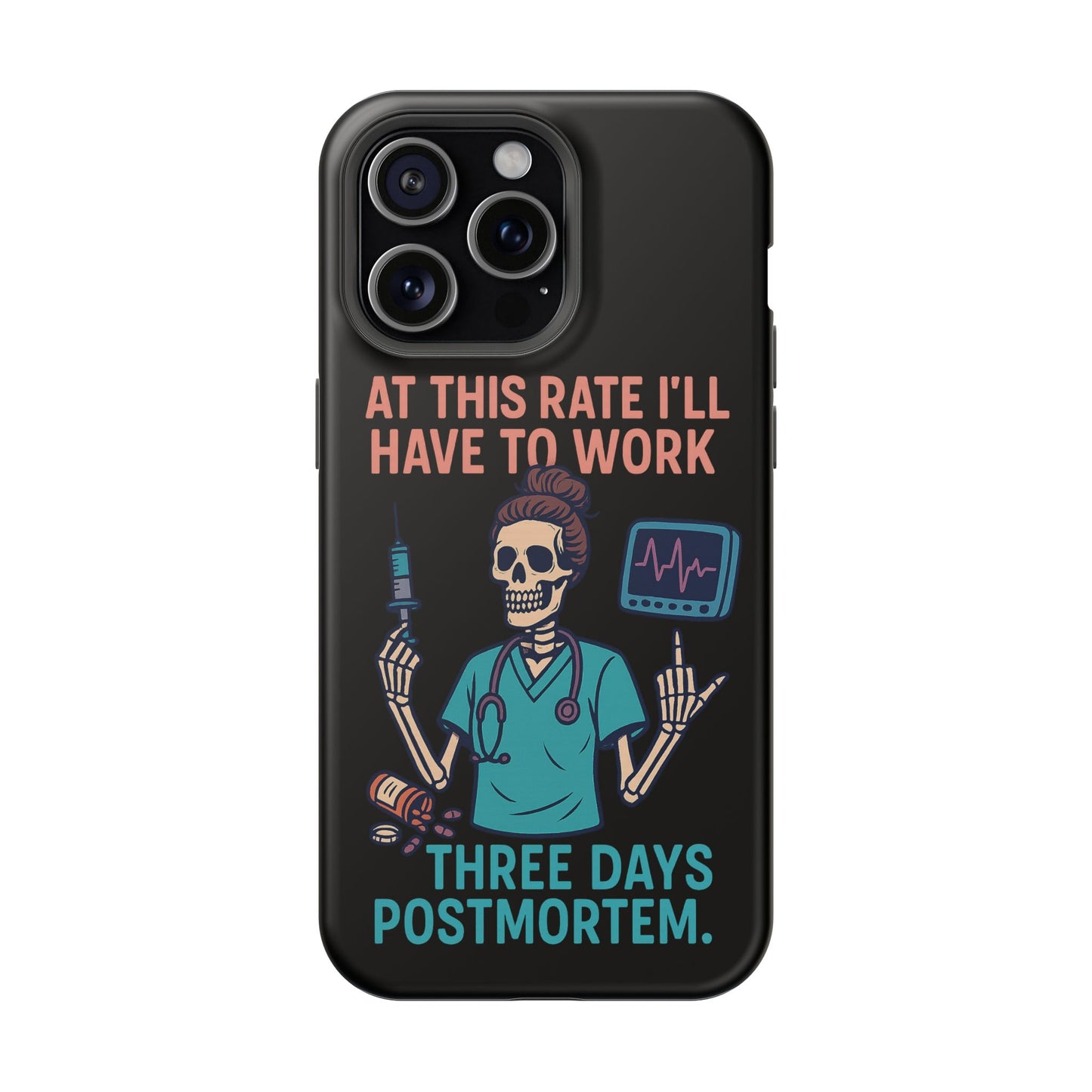 Magnetic Tough Phone Case, 3 Days Postmortem Skull Design, Cute Nurse Gift, Halloween Decor, Unique Phone Accessory