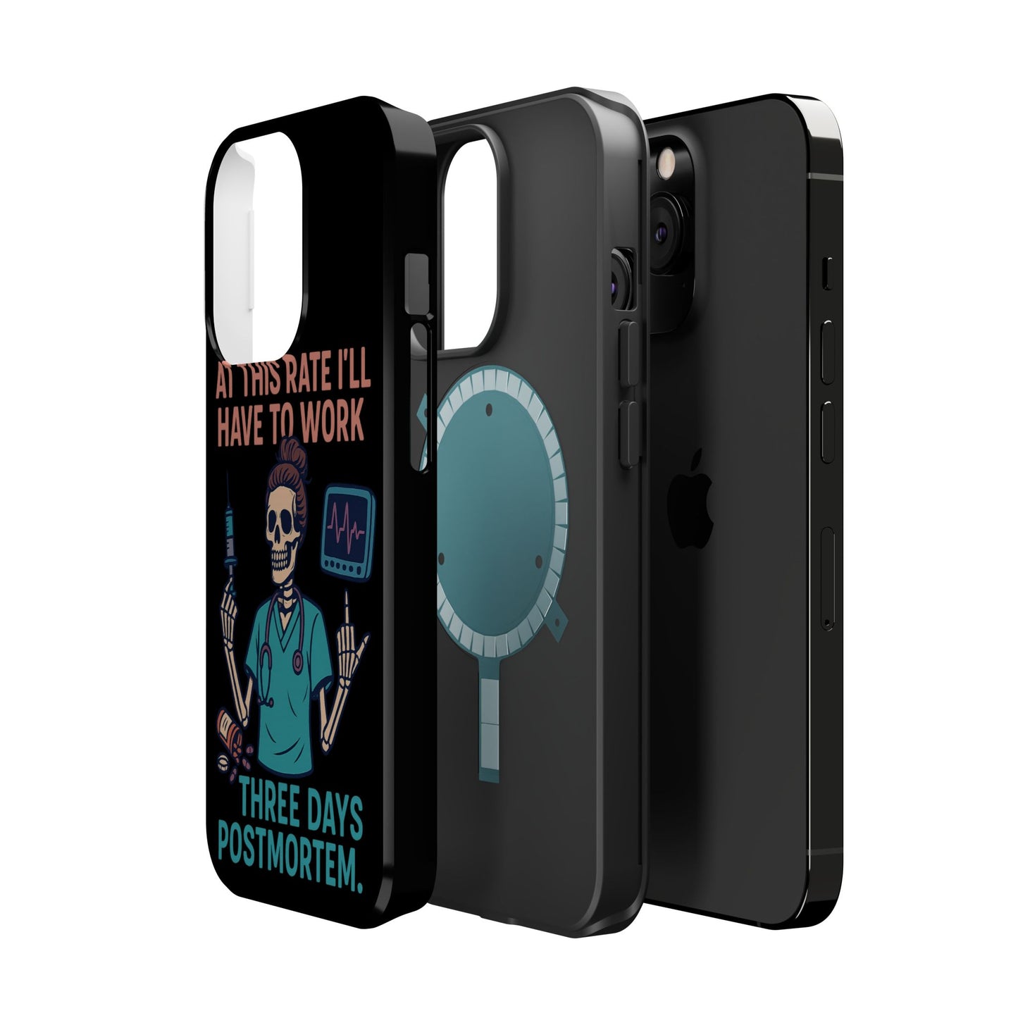 Magnetic Tough Phone Case, 3 Days Postmortem Skull Design, Cute Nurse Gift, Halloween Decor, Unique Phone Accessory