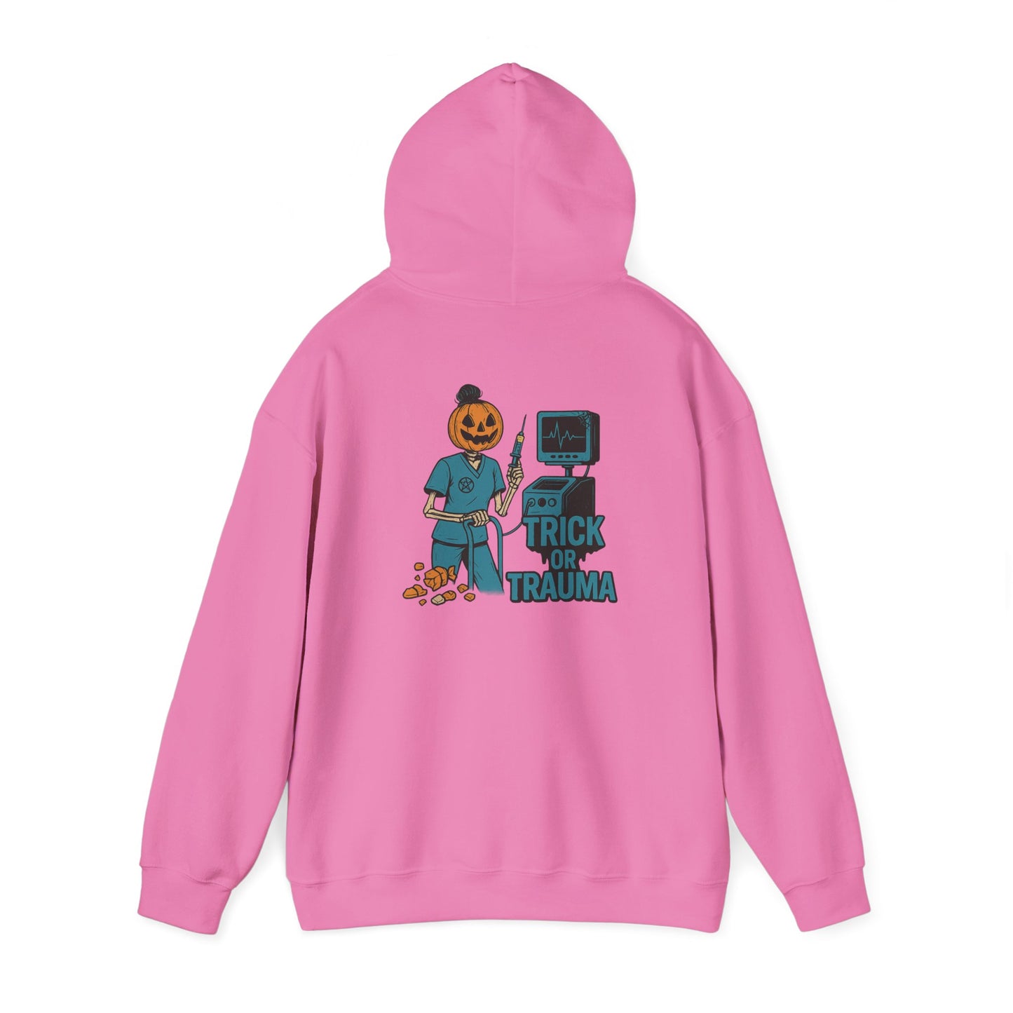 Halloween Trick or Trauma Unisex Hoodie, Perfect for Fall, Cozy Sweatshirt for Halloween Parties, Costume, Gift Idea, Spooky Season Apparel
