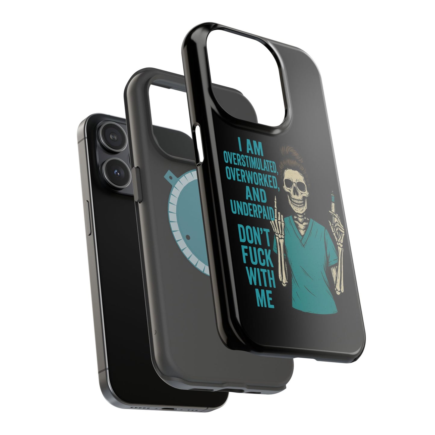 Magnetic Phone Cases, Overworked Healthcare Worker, Nurse Gift, Halloween, Funny Quote, Tough Cases