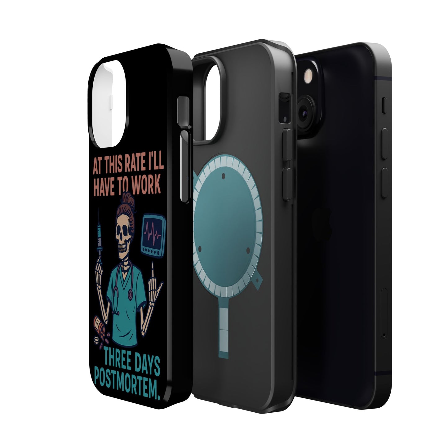 Magnetic Tough Phone Case, 3 Days Postmortem Skull Design, Cute Nurse Gift, Halloween Decor, Unique Phone Accessory