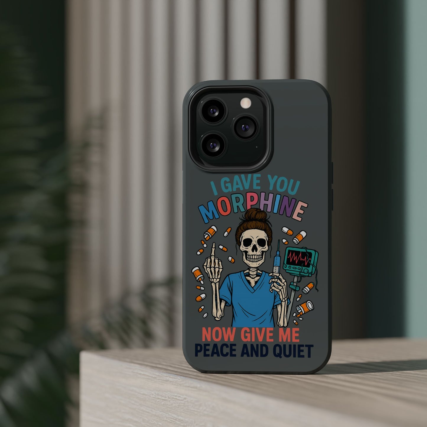 Gothic Phone Case, Unique Skeleton Design, Funny Gift for Nurses, Halloween Accessory, Hospital Humor