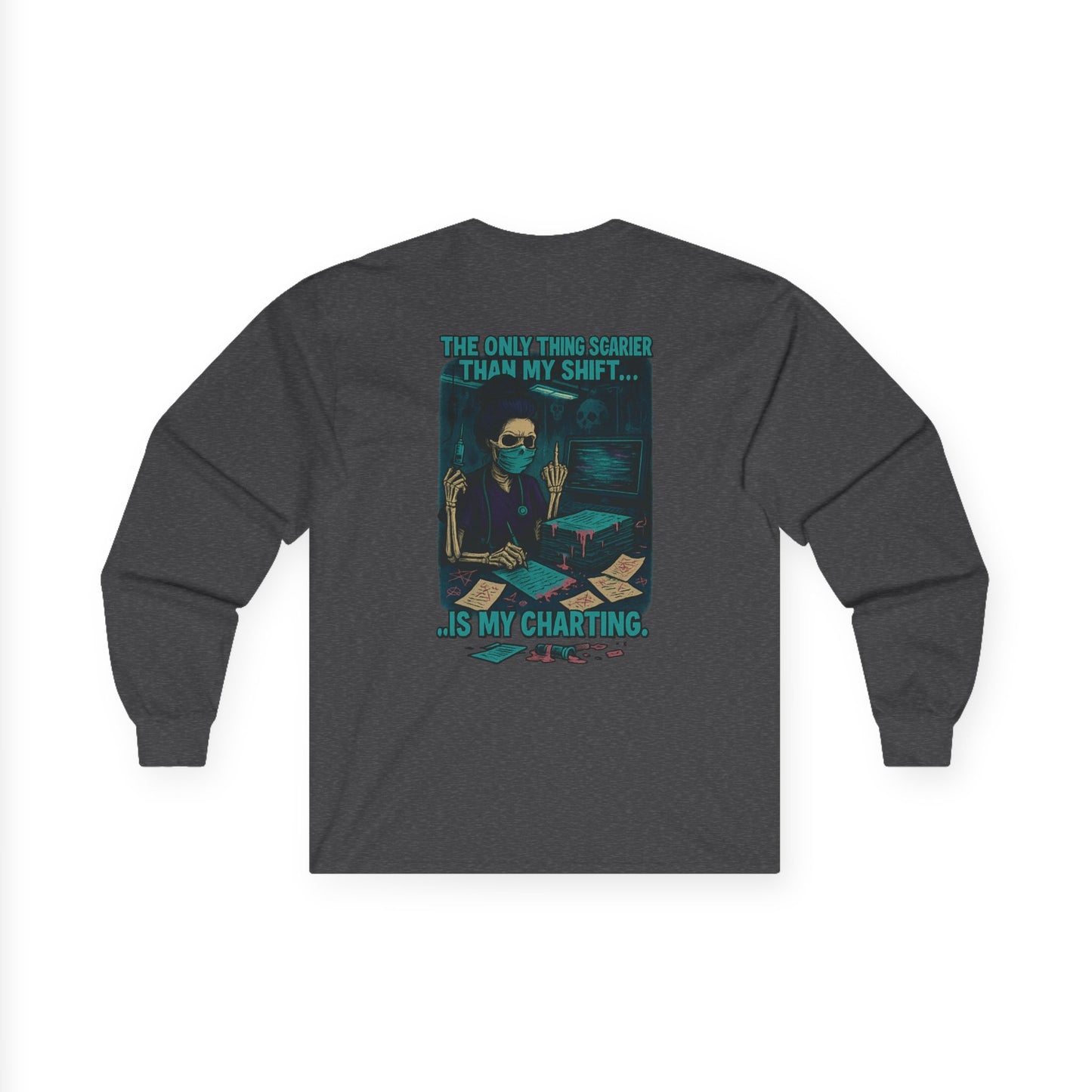 Unisex Long Sleeve Tee with Fun Quote, Casual Shirt, Gift for Friends, Unique Graphic Tee, Everyday Wear, Halloween, Fun at Work