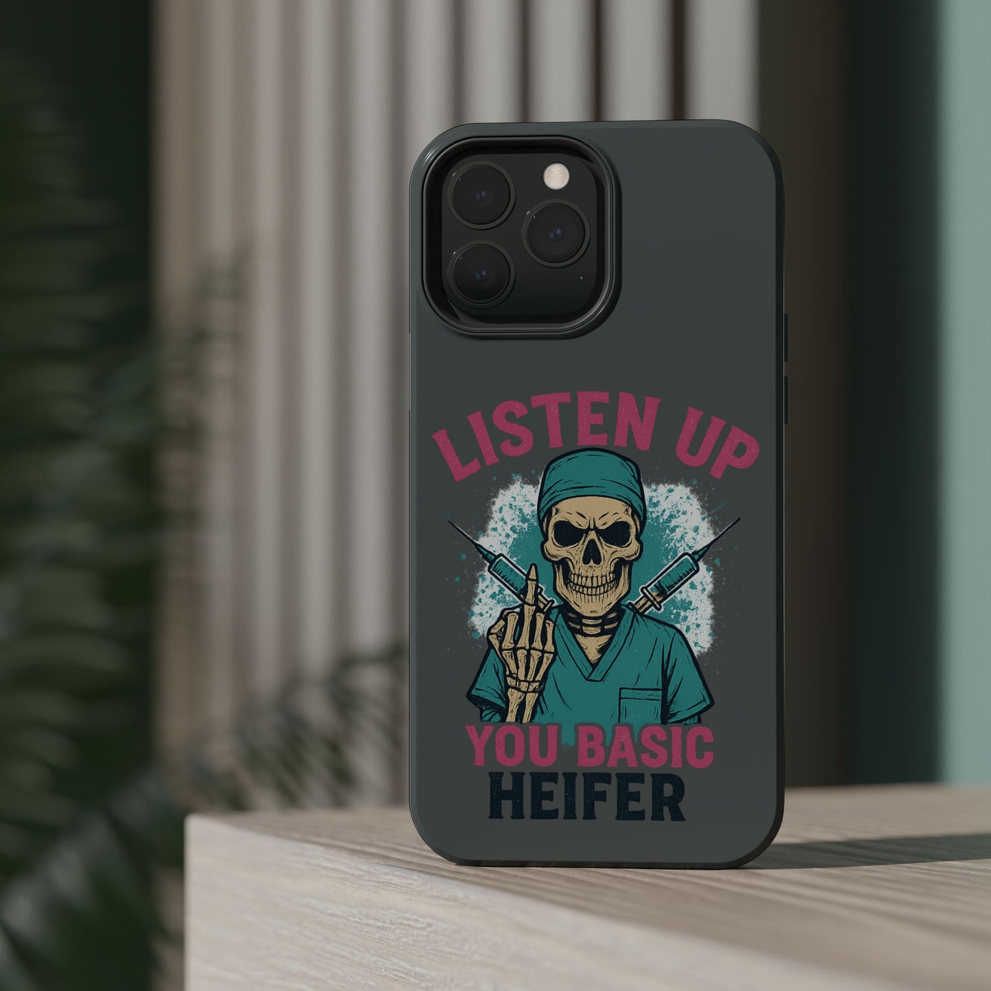 Edgy Nurse Phone Case, Gift for Healthcare Workers, Skull Design Case, Halloween Accessories, Trendy Tough Cases