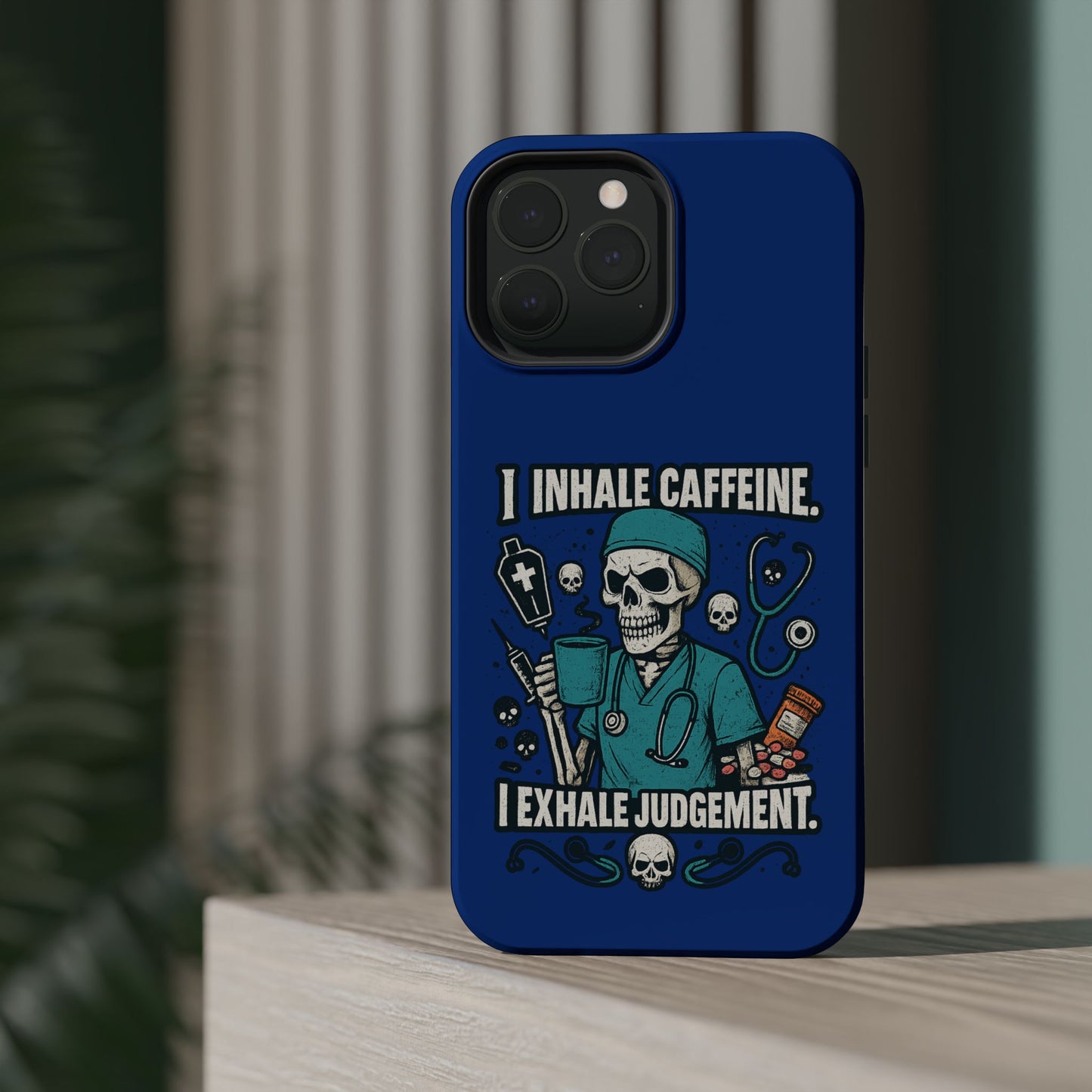 Funny Nurse Phone Case, Medical Humor, Gift for Healthcare Workers, Caffeine Lover Accessory, Skeleton Design