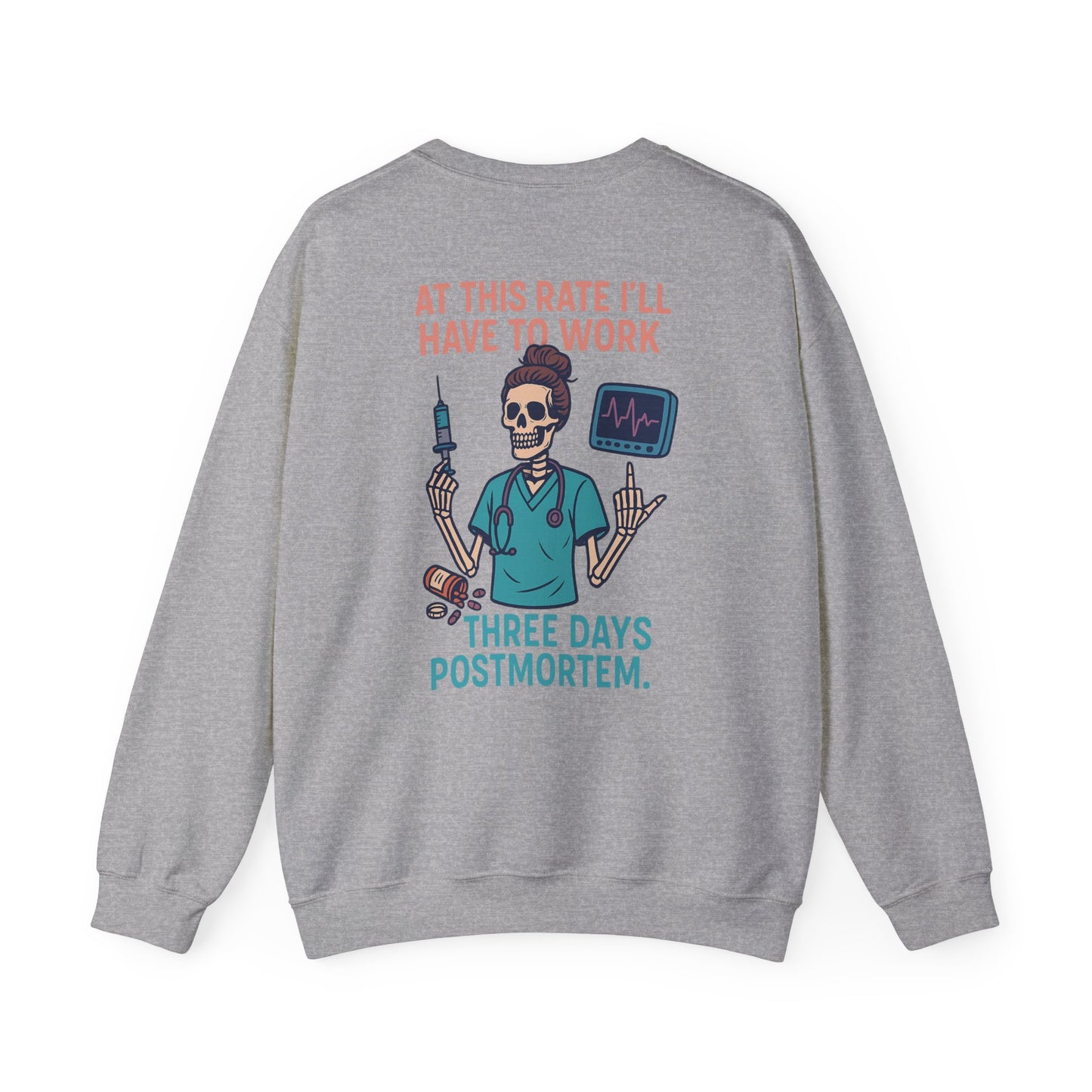 Mortician Humor Crewneck Sweatshirt, Funny Funeral Attire, Halloween Costume, Gift for Mortuary Workers, Unique Hospital Shirt
