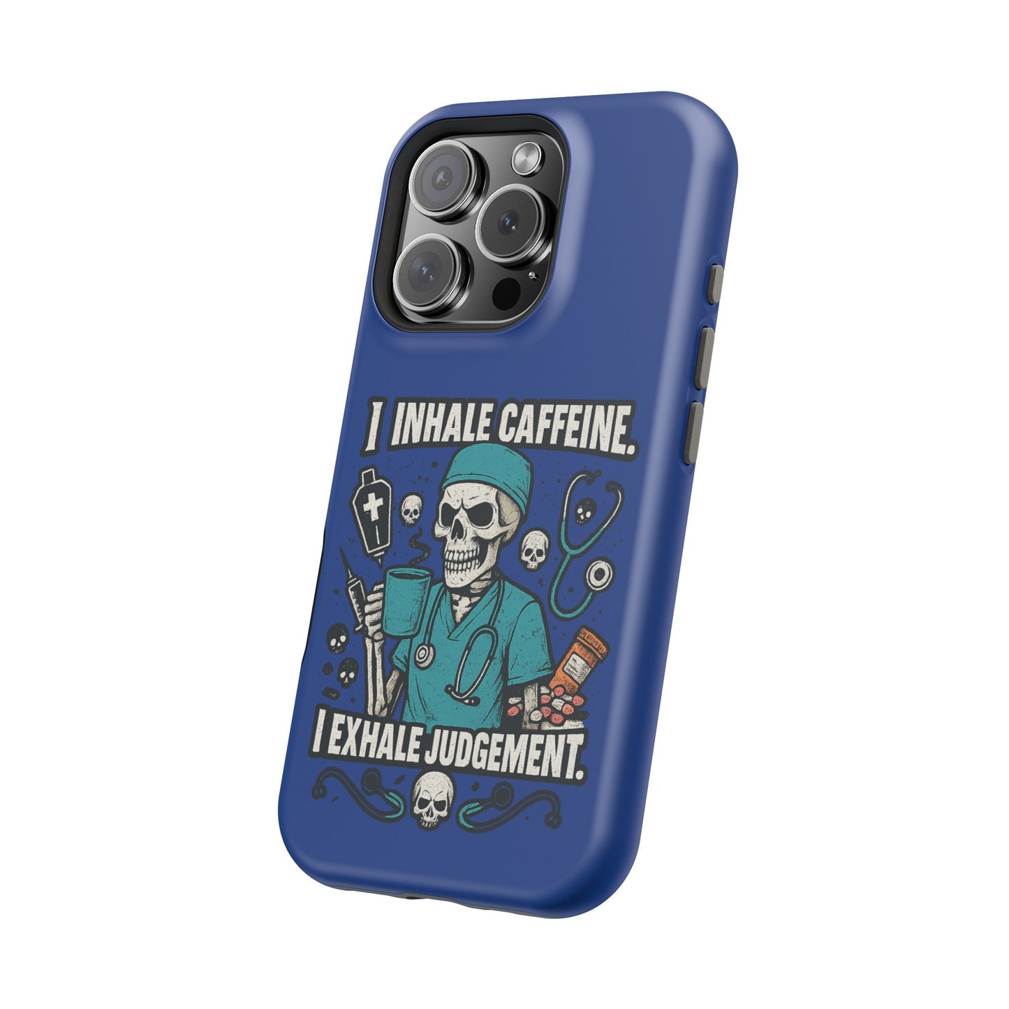 Funny Nurse Phone Case, Medical Humor, Gift for Healthcare Workers, Caffeine Lover Accessory, Skeleton Design