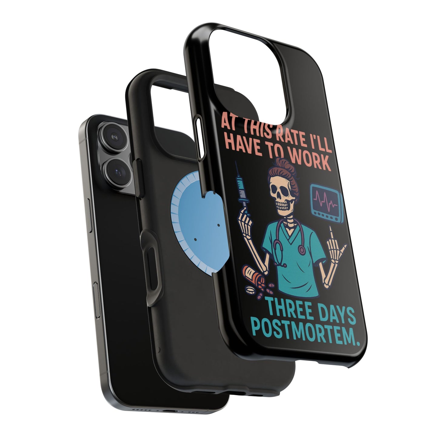 Magnetic Tough Phone Case, 3 Days Postmortem Skull Design, Cute Nurse Gift, Halloween Decor, Unique Phone Accessory