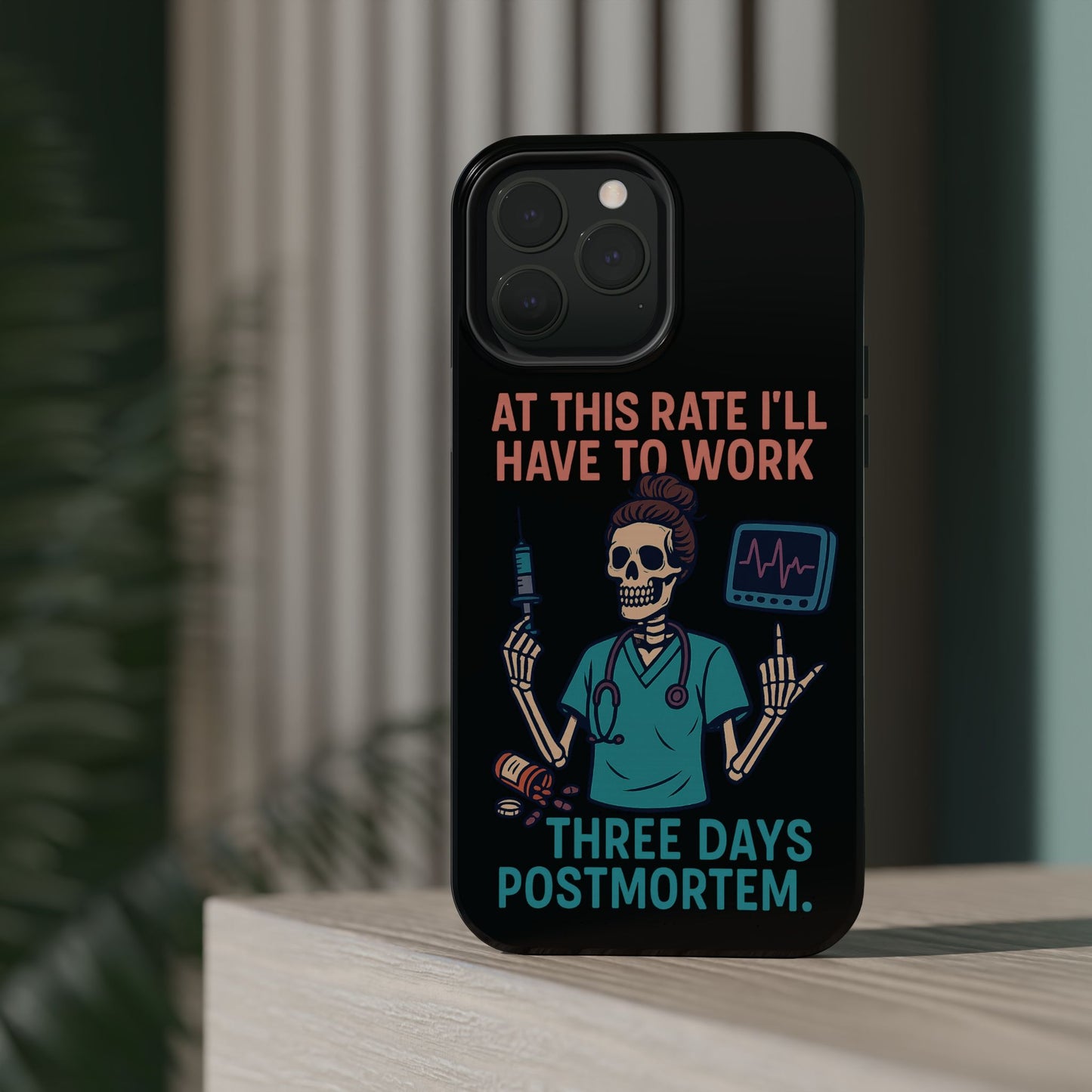 Magnetic Tough Phone Case, 3 Days Postmortem Skull Design, Cute Nurse Gift, Halloween Decor, Unique Phone Accessory