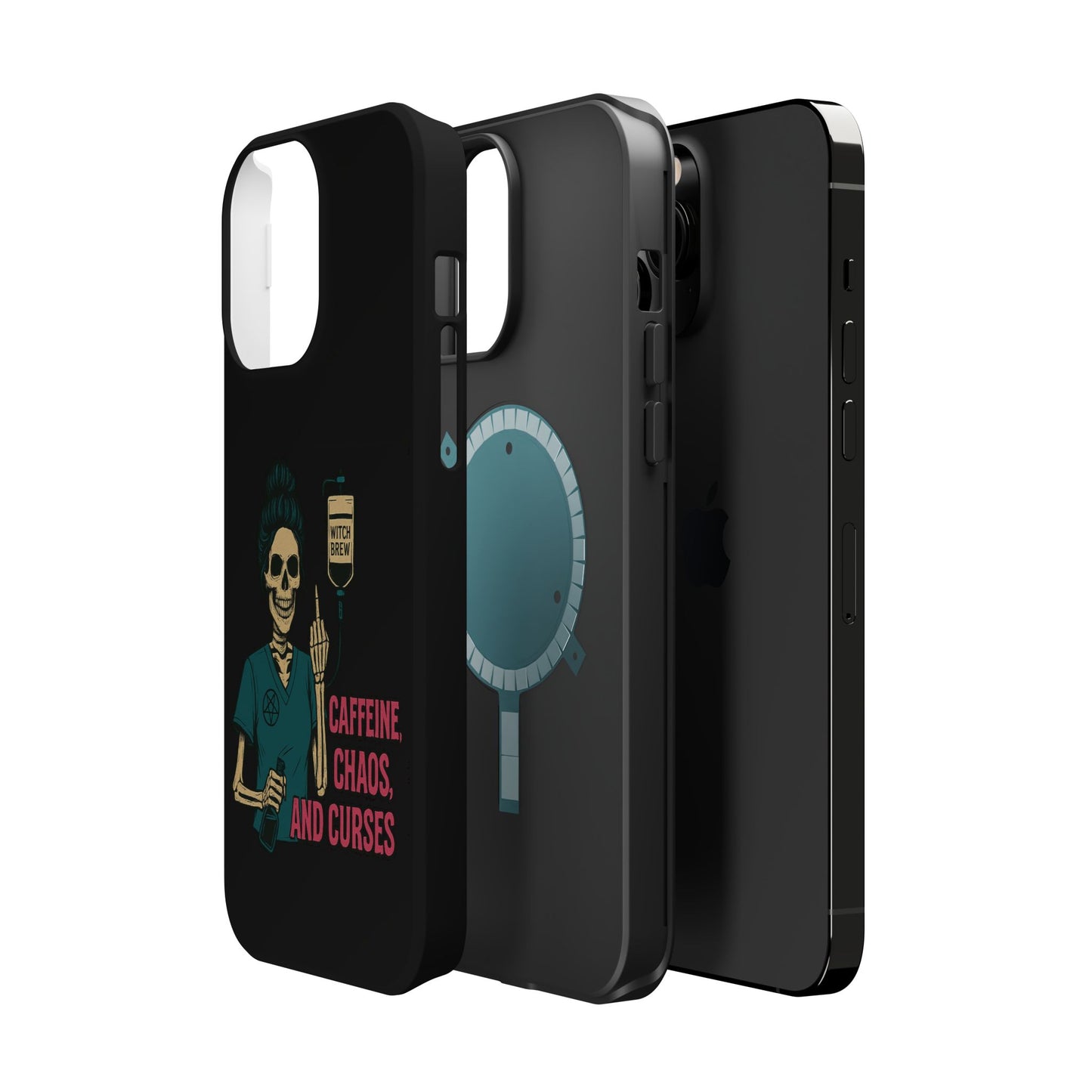Caffeine Chaos Magnetic Phone Case, Halloween Gift, Witchy Accessories, Phone Cover, Spooky Style