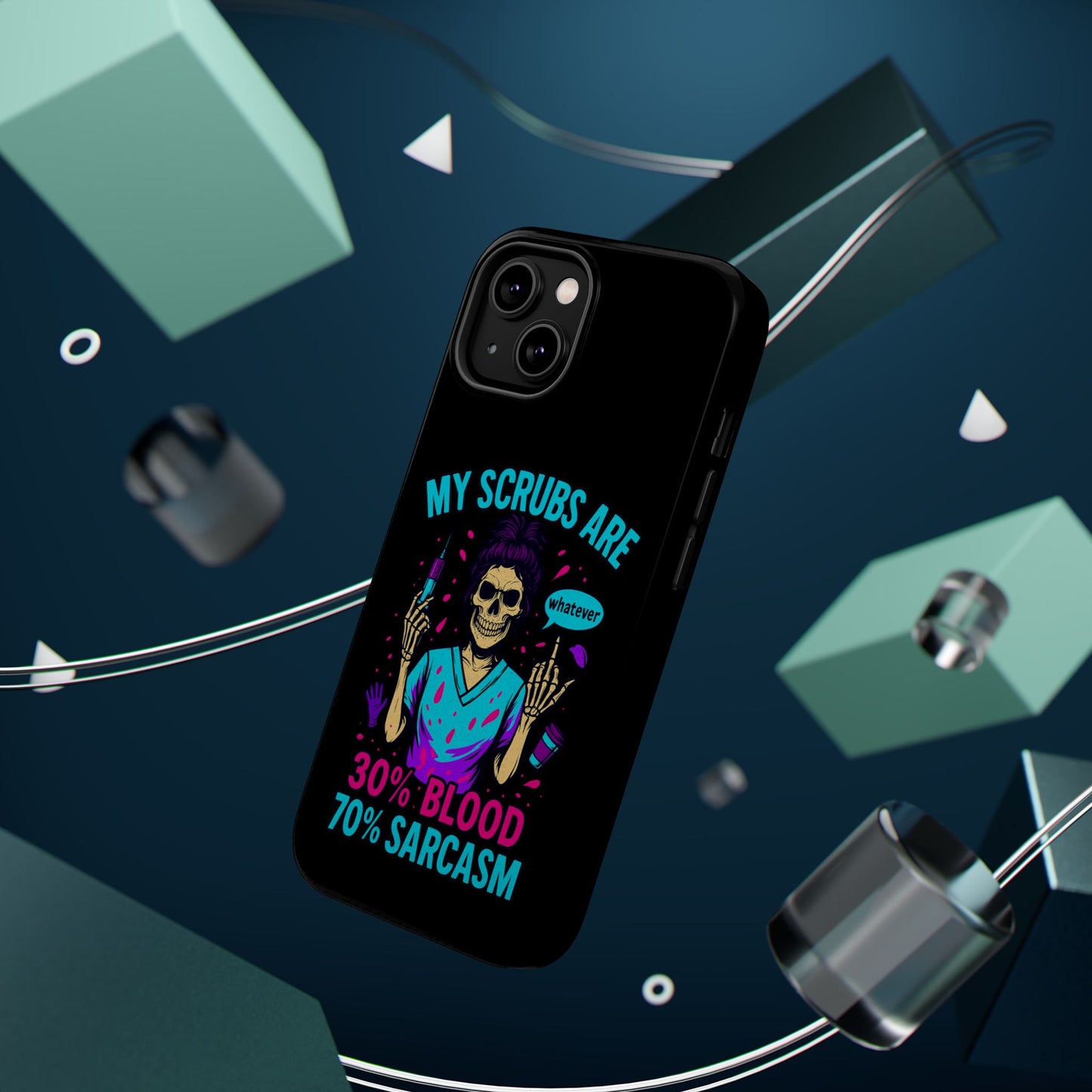Sassy Nurse Phone Case, 30% Blood 70% Sarcasm Design, Healthcare Gift, Funny Medical Accessory, Tough Magnetic Cover