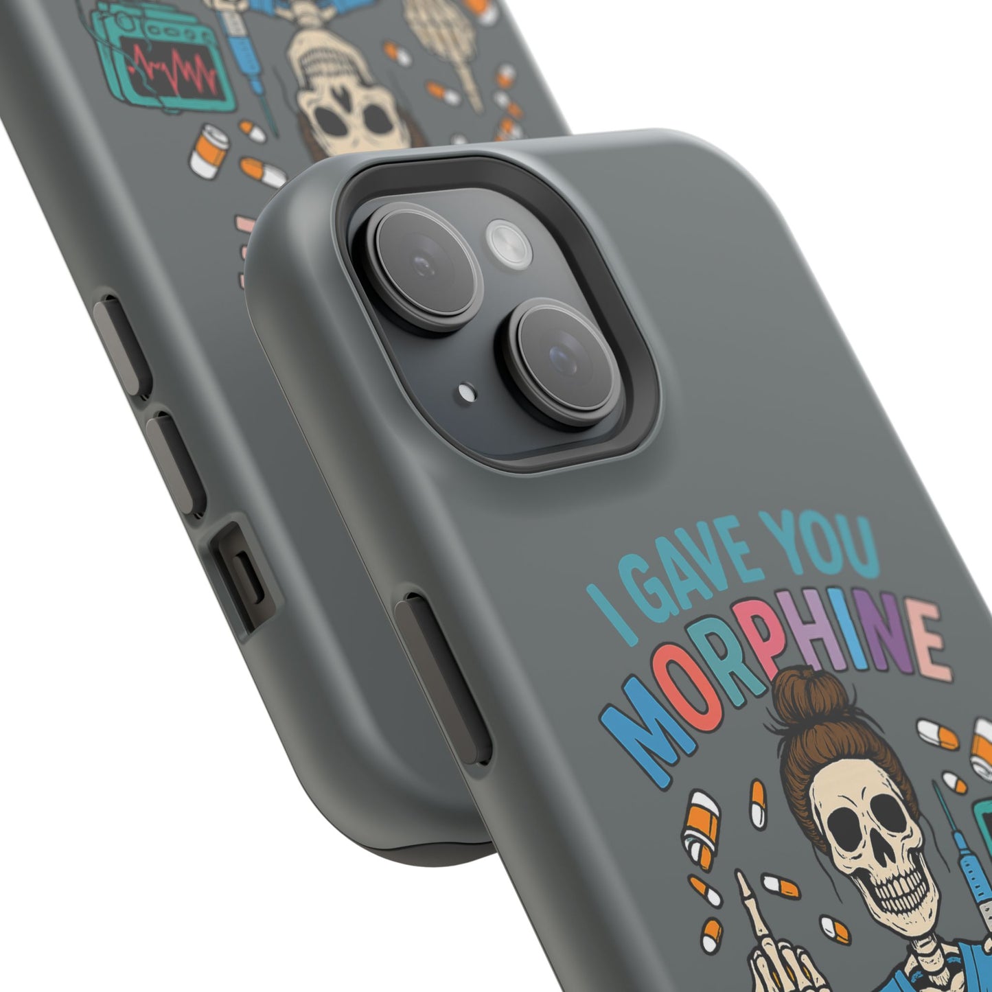 Gothic Phone Case, Unique Skeleton Design, Funny Gift for Nurses, Halloween Accessory, Hospital Humor