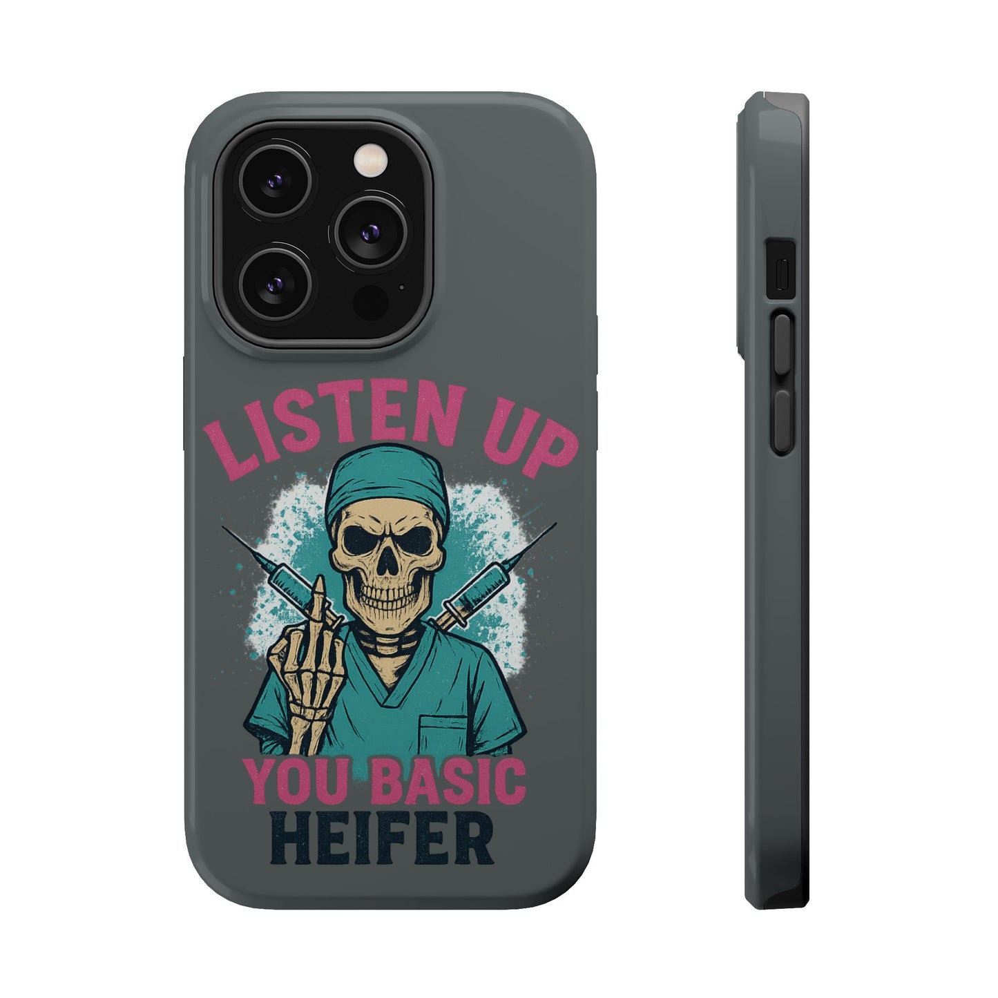Edgy Nurse Phone Case, Gift for Healthcare Workers, Skull Design Case, Halloween Accessories, Trendy Tough Cases
