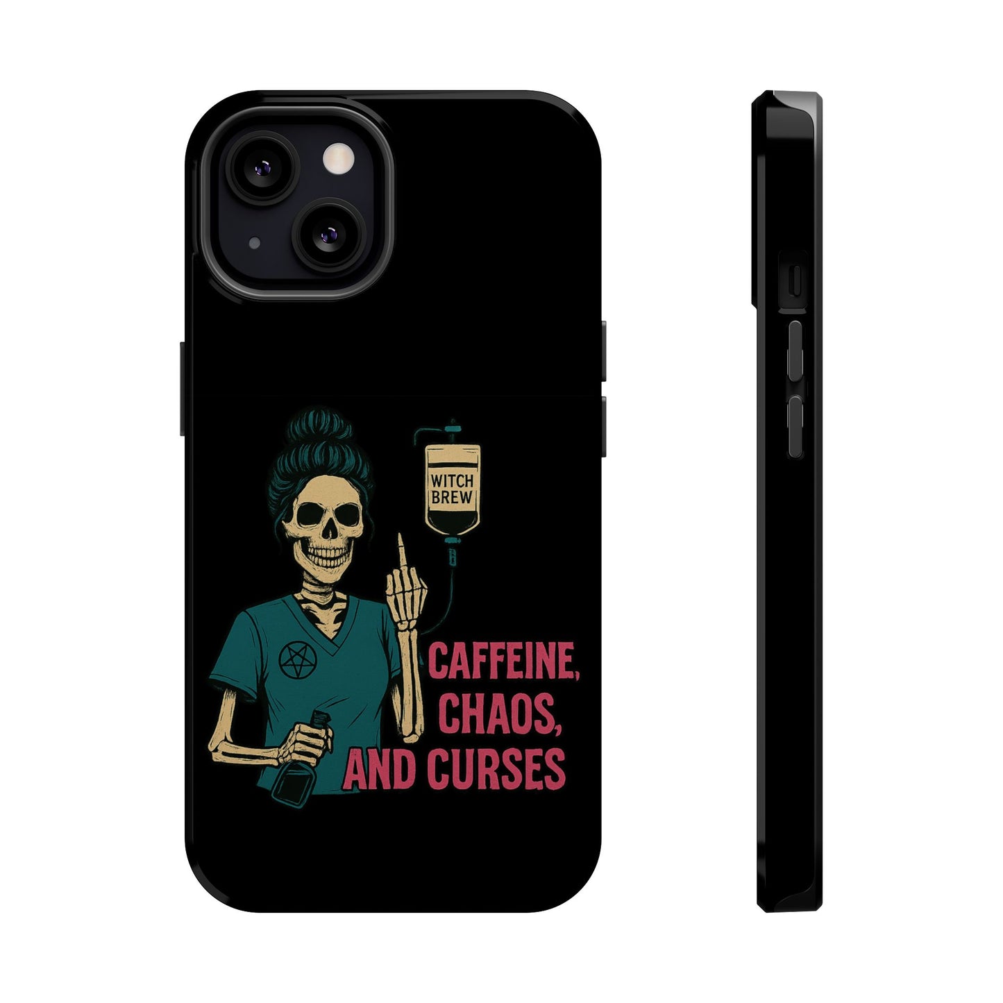 Caffeine Chaos Magnetic Phone Case, Halloween Gift, Witchy Accessories, Phone Cover, Spooky Style