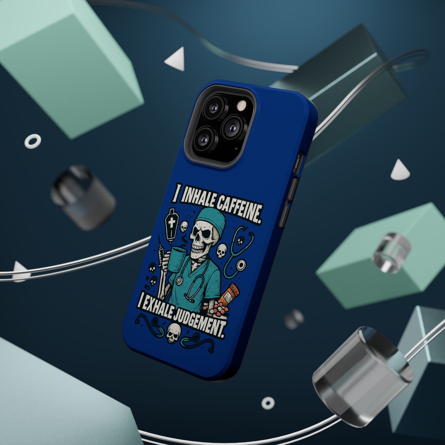 Funny Nurse Phone Case, Medical Humor, Gift for Healthcare Workers, Caffeine Lover Accessory, Skeleton Design