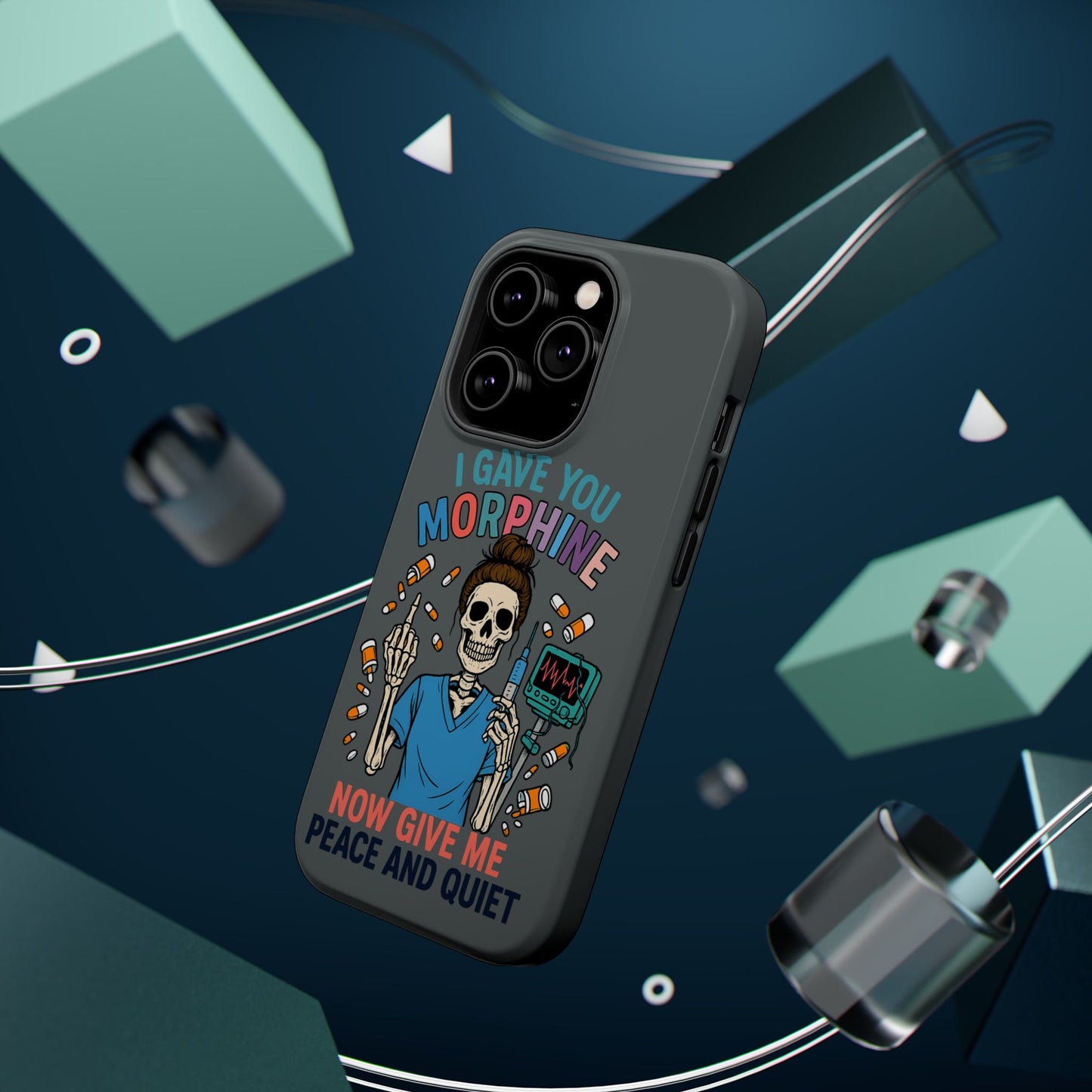 Gothic Phone Case, Unique Skeleton Design, Funny Gift for Nurses, Halloween Accessory, Hospital Humor