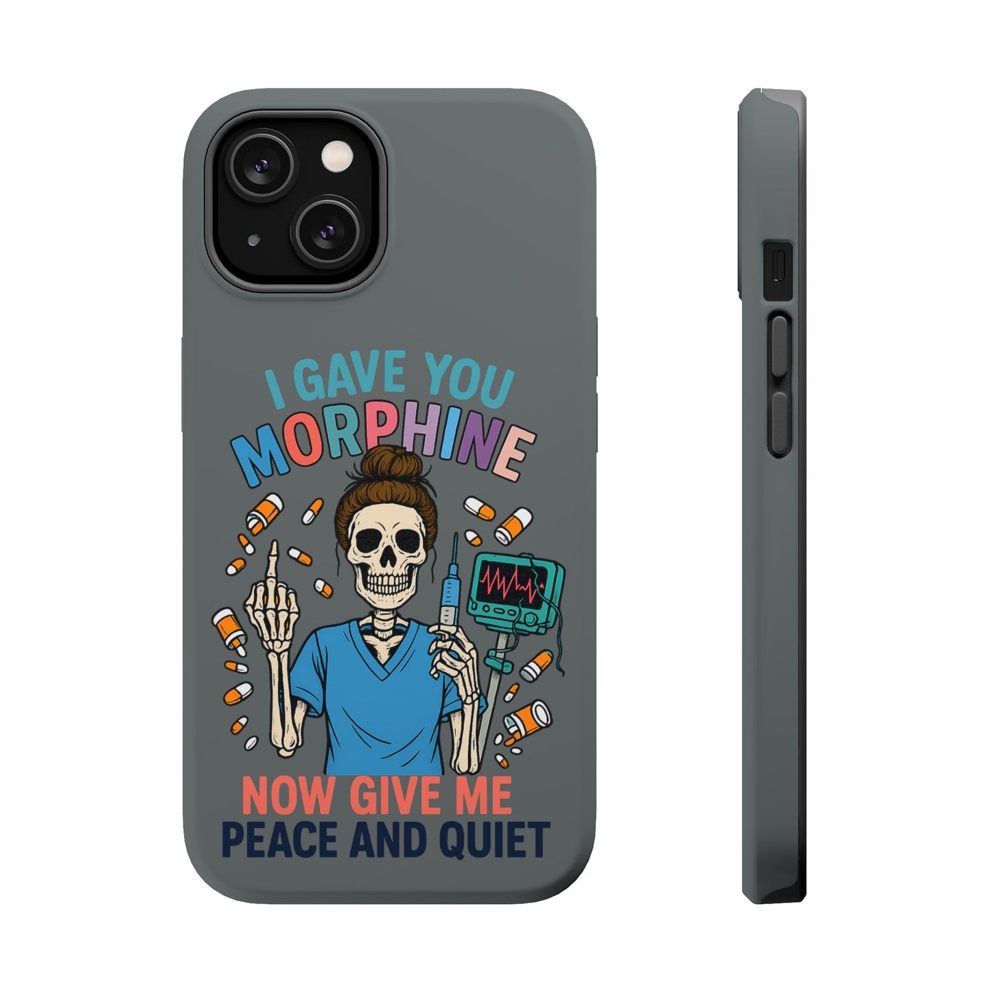 Gothic Phone Case, Unique Skeleton Design, Funny Gift for Nurses, Halloween Accessory, Hospital Humor