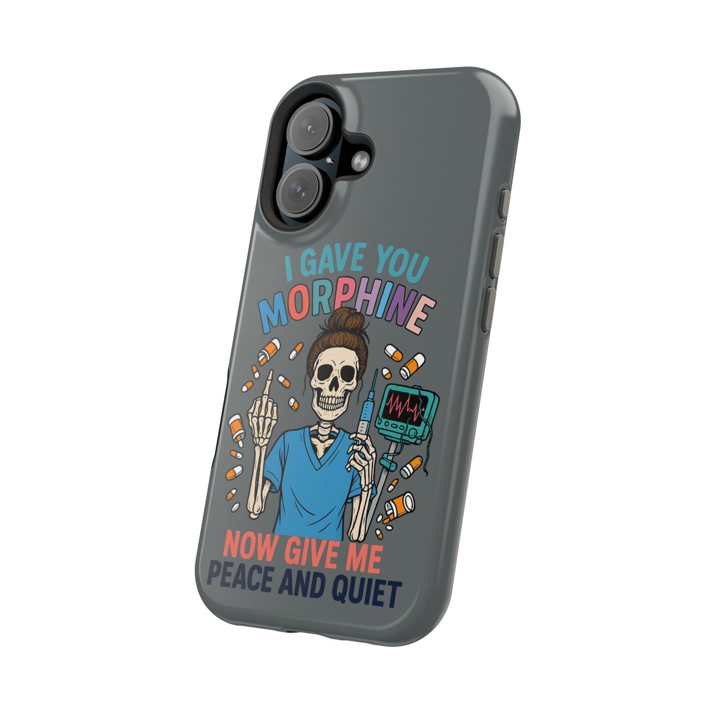 Gothic Phone Case, Unique Skeleton Design, Funny Gift for Nurses, Halloween Accessory, Hospital Humor