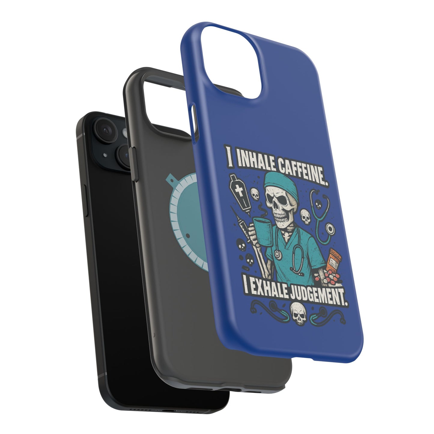 Funny Nurse Phone Case, Medical Humor, Gift for Healthcare Workers, Caffeine Lover Accessory, Skeleton Design