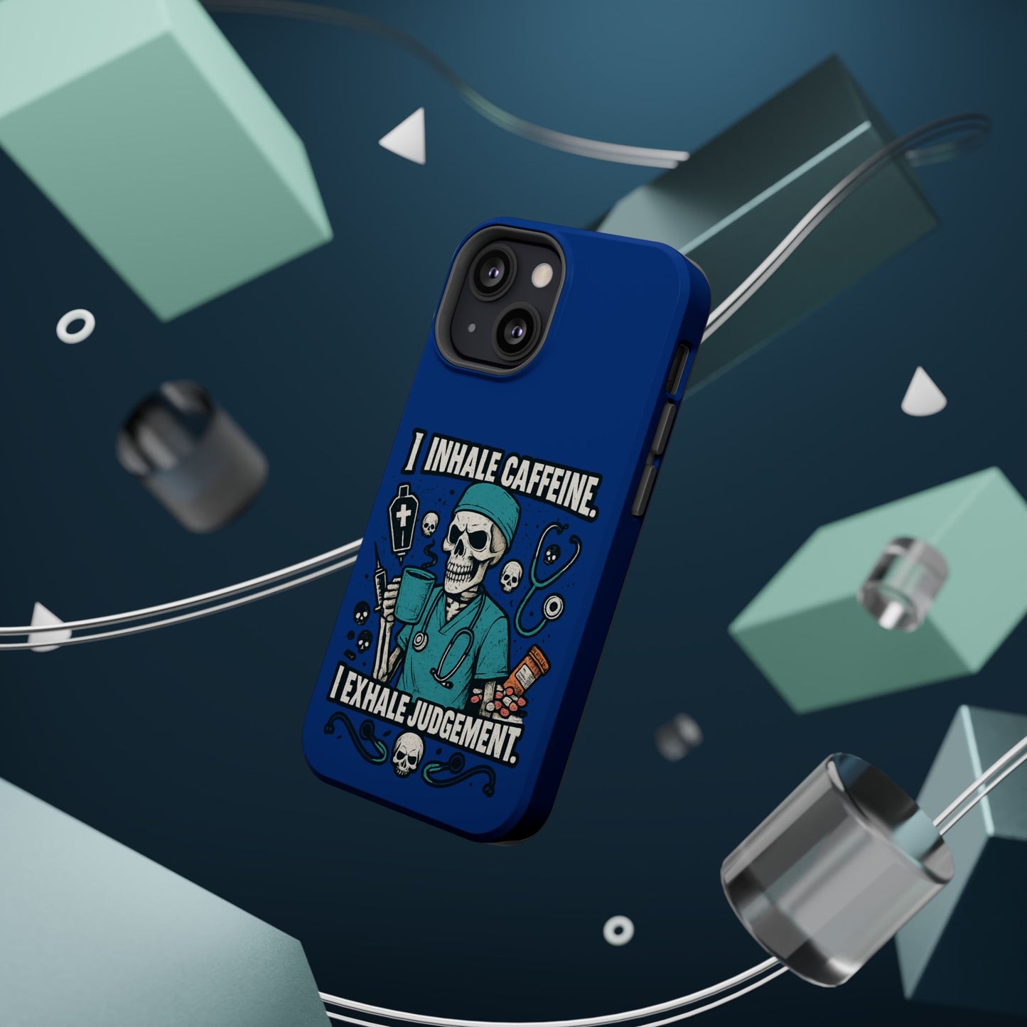 Funny Nurse Phone Case, Medical Humor, Gift for Healthcare Workers, Caffeine Lover Accessory, Skeleton Design