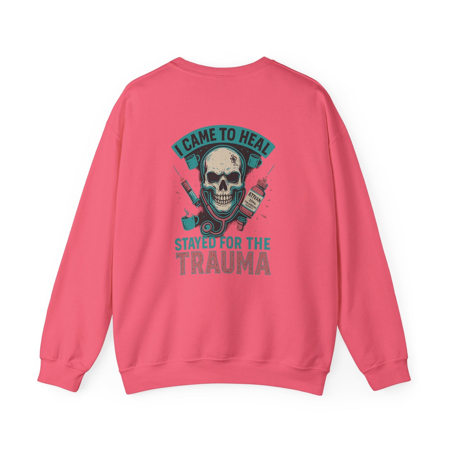 Skull Design Crewneck Sweatshirt, Cozy Graphic Pullover, Unisex Gift for Trauma Survivors, Halloween Style, Casual Comfort Wear