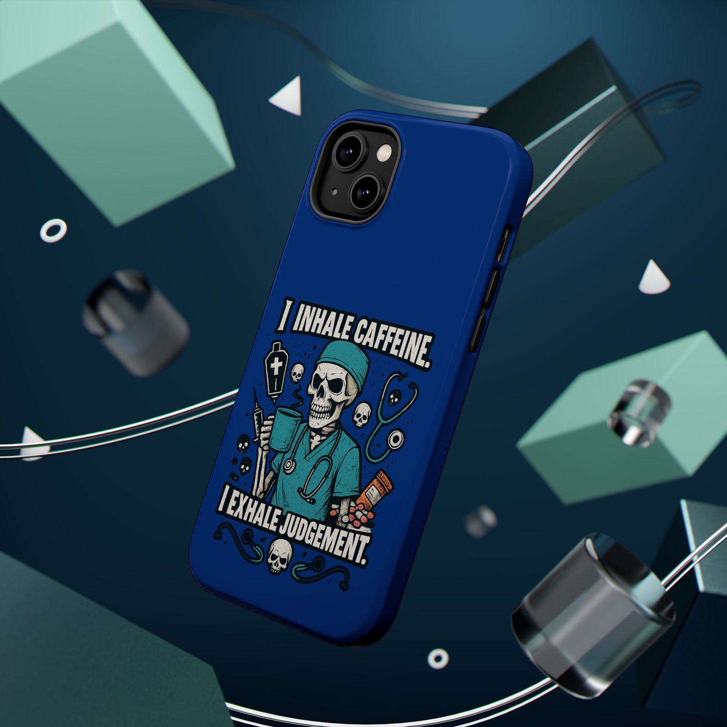 Funny Nurse Phone Case, Medical Humor, Gift for Healthcare Workers, Caffeine Lover Accessory, Skeleton Design
