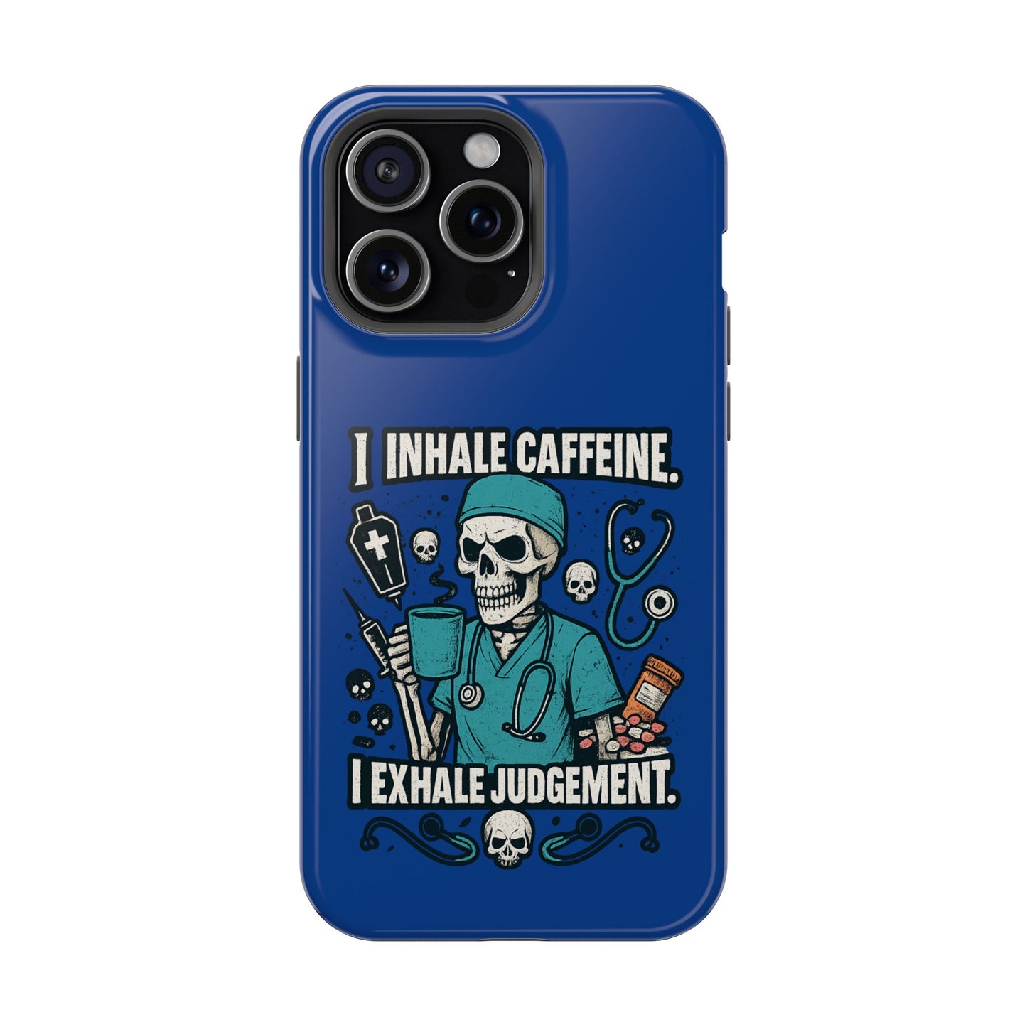 Funny Nurse Phone Case, Medical Humor, Gift for Healthcare Workers, Caffeine Lover Accessory, Skeleton Design