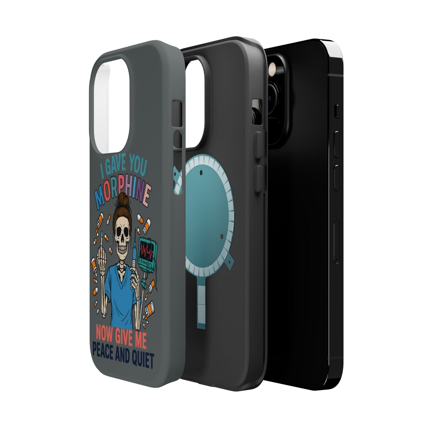Gothic Phone Case, Unique Skeleton Design, Funny Gift for Nurses, Halloween Accessory, Hospital Humor