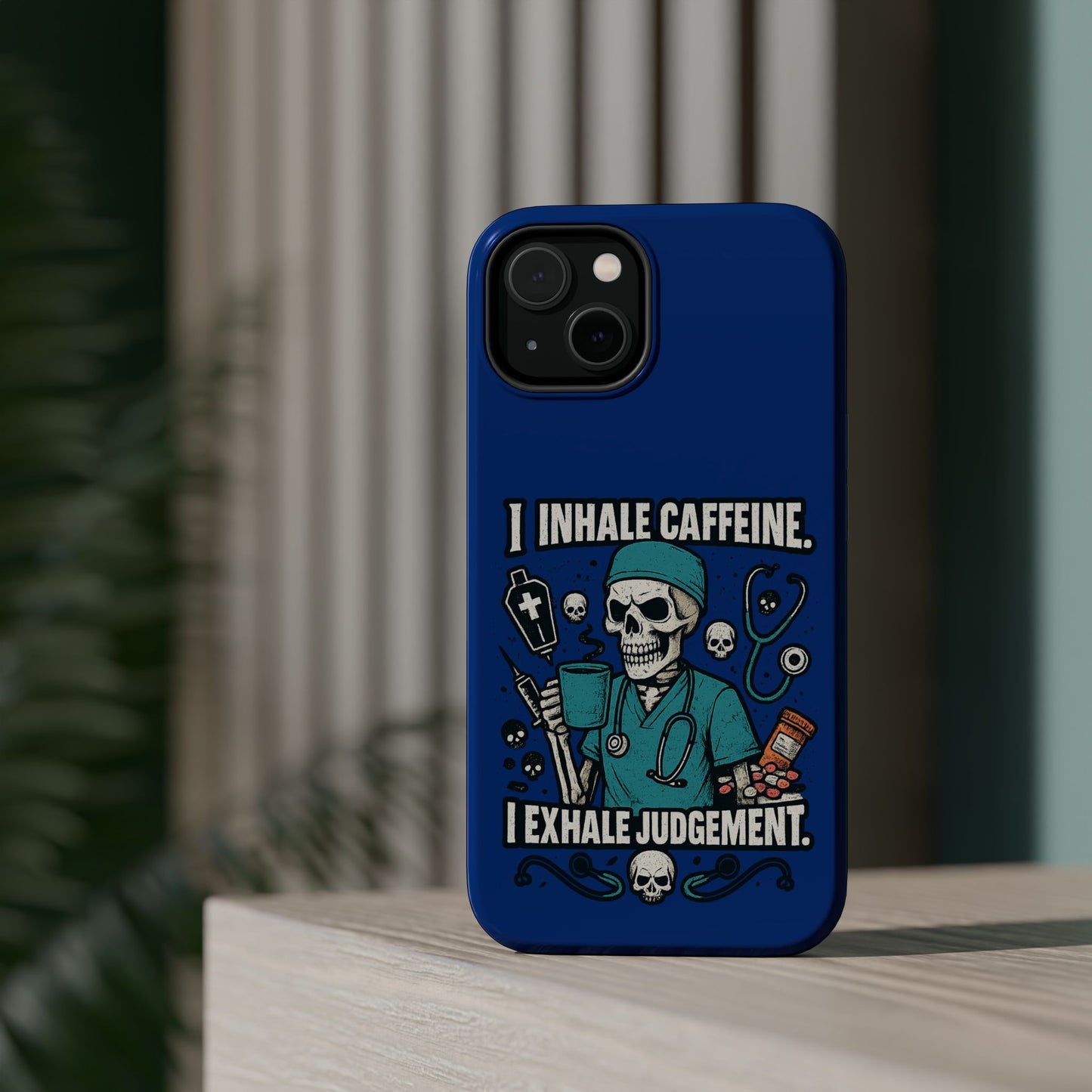 Funny Nurse Phone Case, Medical Humor, Gift for Healthcare Workers, Caffeine Lover Accessory, Skeleton Design