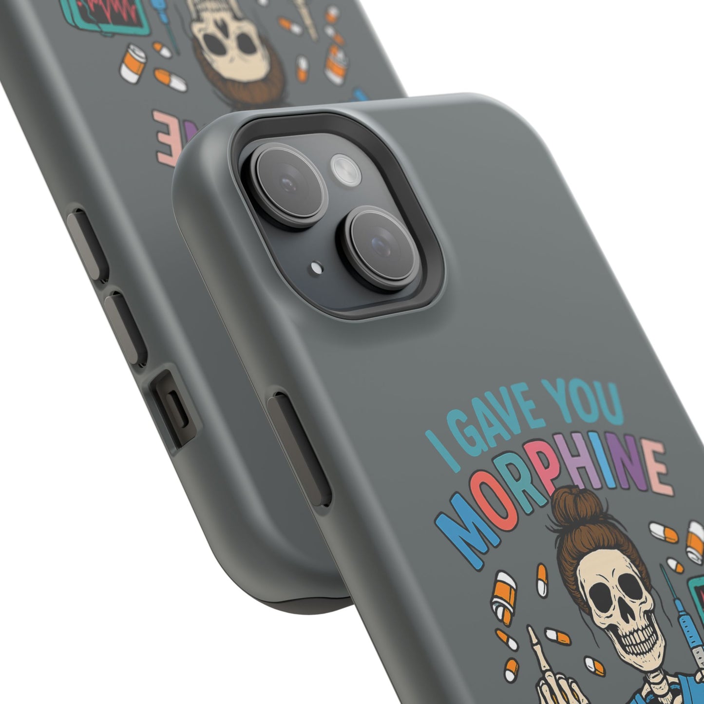Gothic Phone Case, Unique Skeleton Design, Funny Gift for Nurses, Halloween Accessory, Hospital Humor