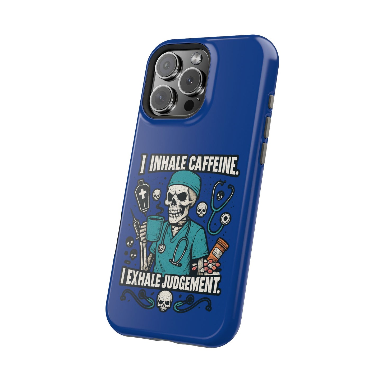 Funny Nurse Phone Case, Medical Humor, Gift for Healthcare Workers, Caffeine Lover Accessory, Skeleton Design