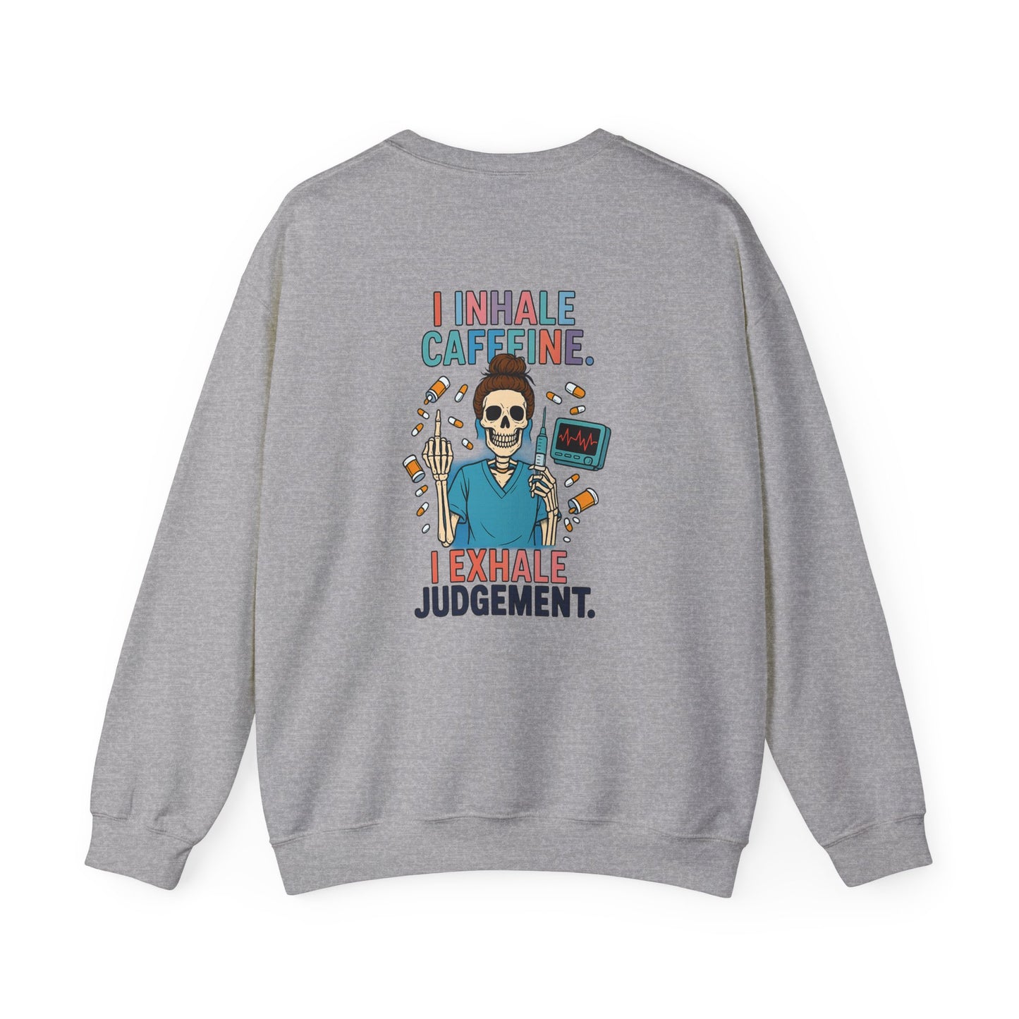 Caffeine Lover Crewneck Sweatshirt, Funny Gift for Coffee Lovers, Casual Wear, Unisex Sweatshirt, Halloween Apparel, Gift for Friends