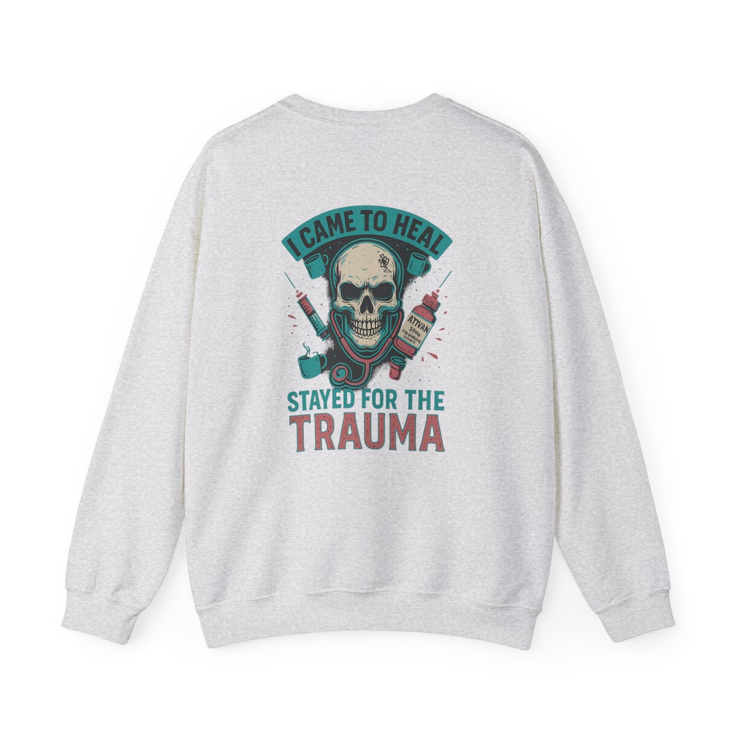 Skull Design Crewneck Sweatshirt, Cozy Graphic Pullover, Unisex Gift for Trauma Survivors, Halloween Style, Casual Comfort Wear