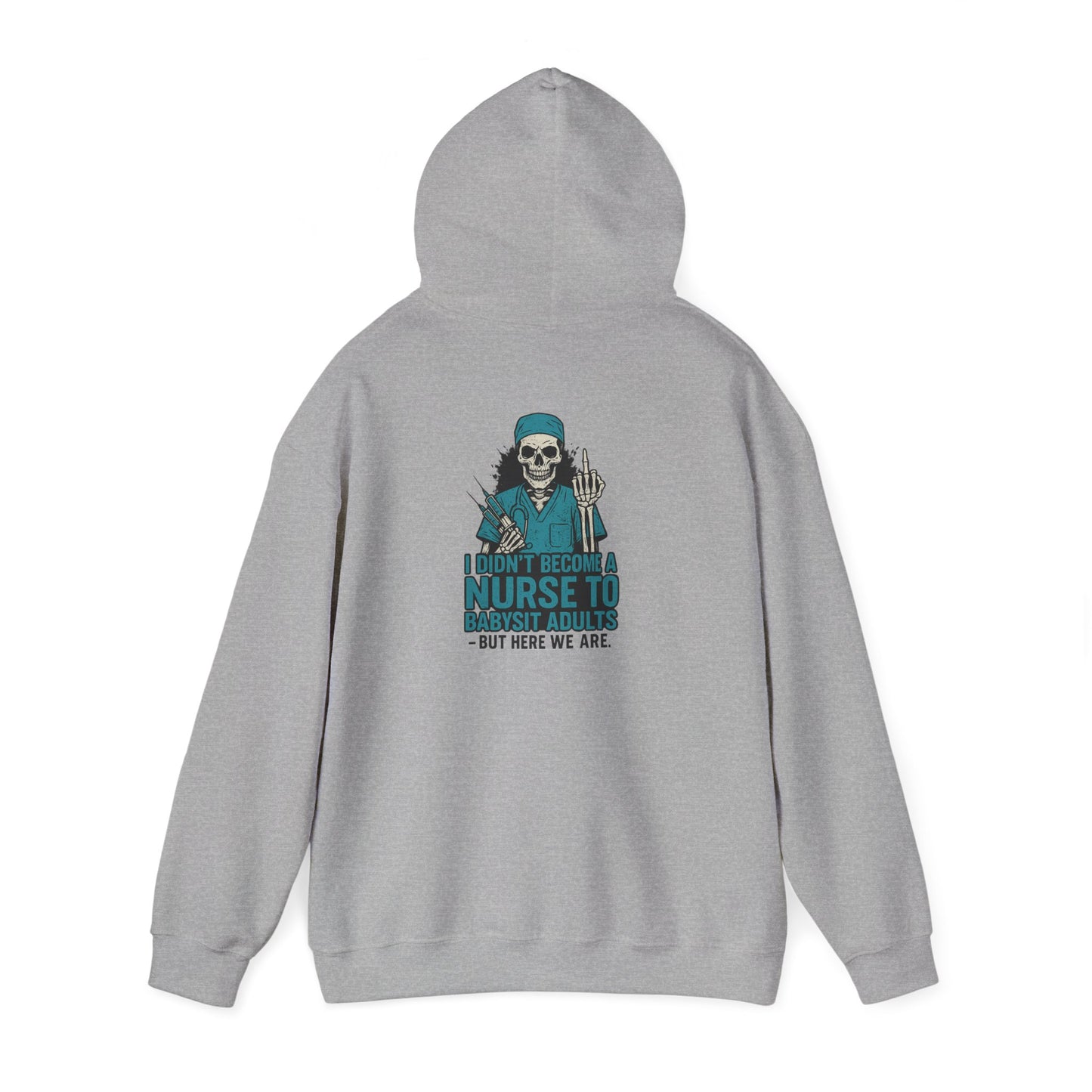 Funny Nurse Hoodie with Skeleton Design, Gift for Nursing Students, Halloween Apparel, Cozy Sweatshirt for Healthcare Workers