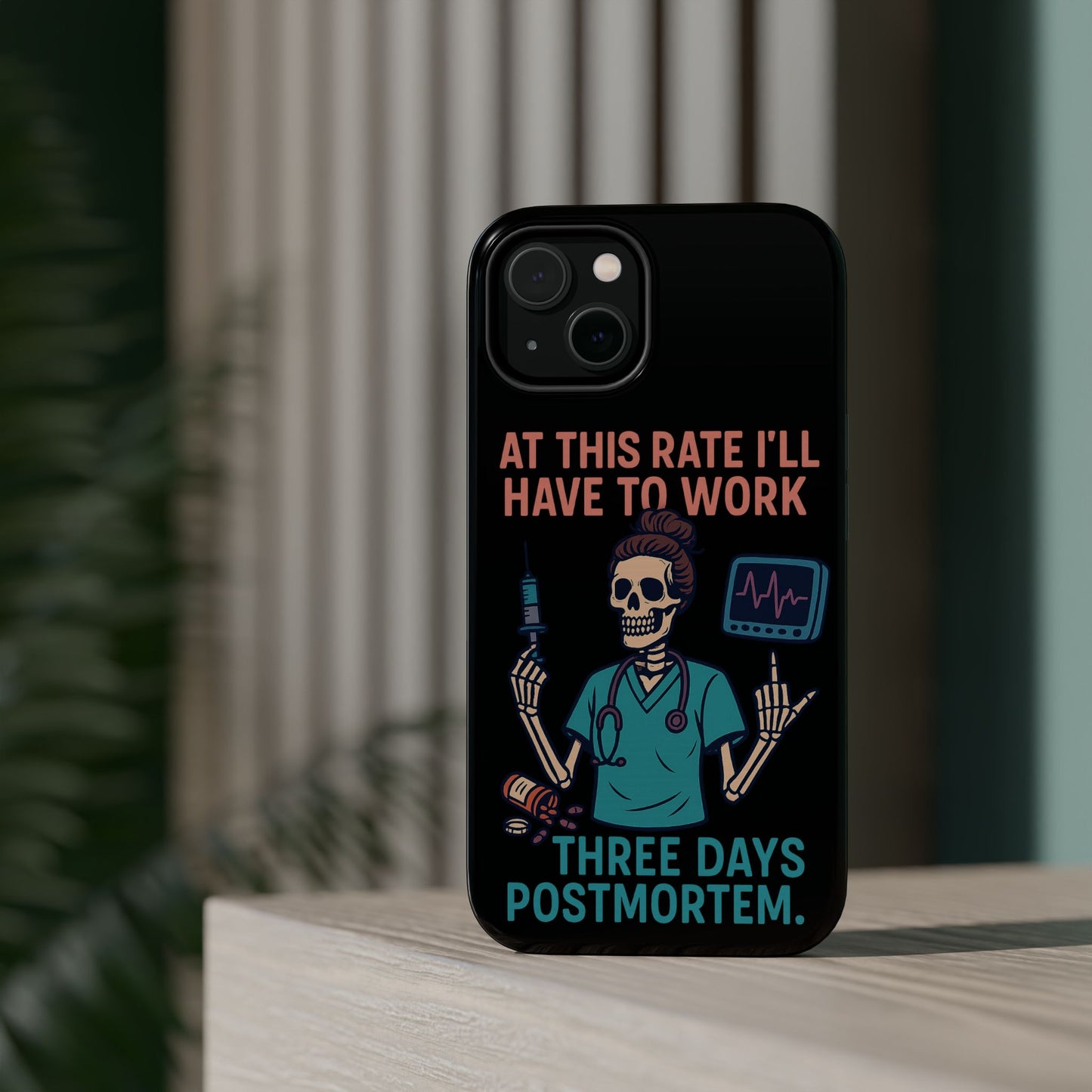 Magnetic Tough Phone Case, 3 Days Postmortem Skull Design, Cute Nurse Gift, Halloween Decor, Unique Phone Accessory