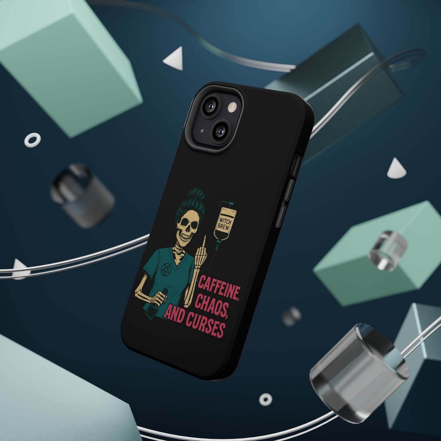 Caffeine Chaos Magnetic Phone Case, Halloween Gift, Witchy Accessories, Phone Cover, Spooky Style