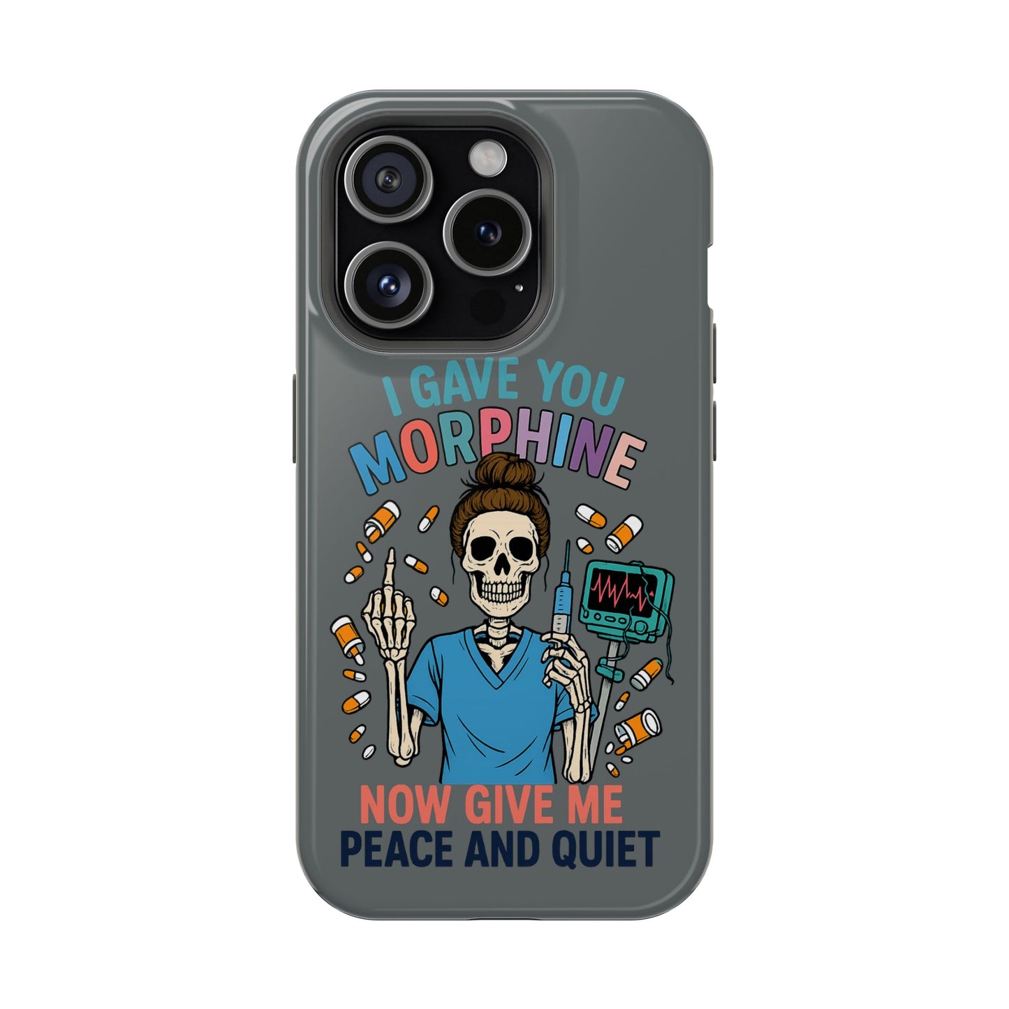Gothic Phone Case, Unique Skeleton Design, Funny Gift for Nurses, Halloween Accessory, Hospital Humor