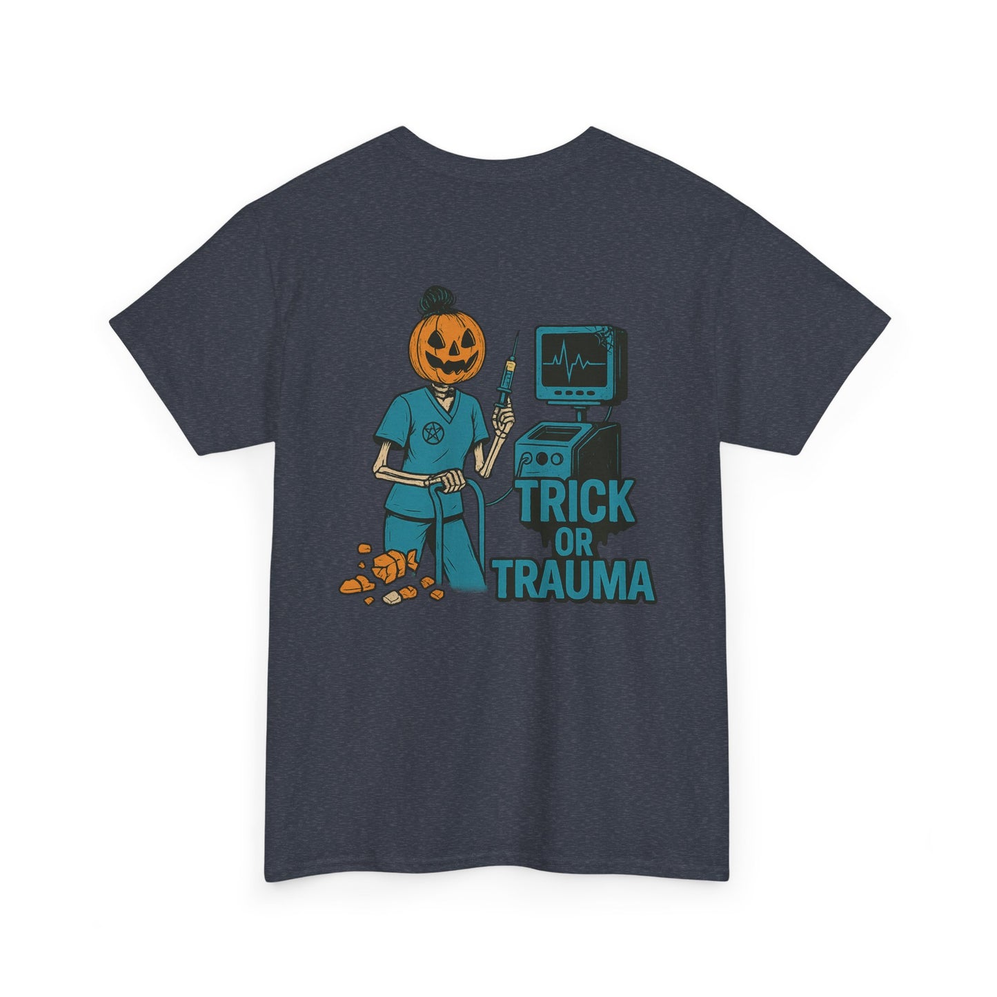 Halloween Pumpkin Tee - Trick or Trauma Shirt, Unisex T-Shirt for Fall Celebrations, Casual Wear, Halloween Costume, Gift Idea