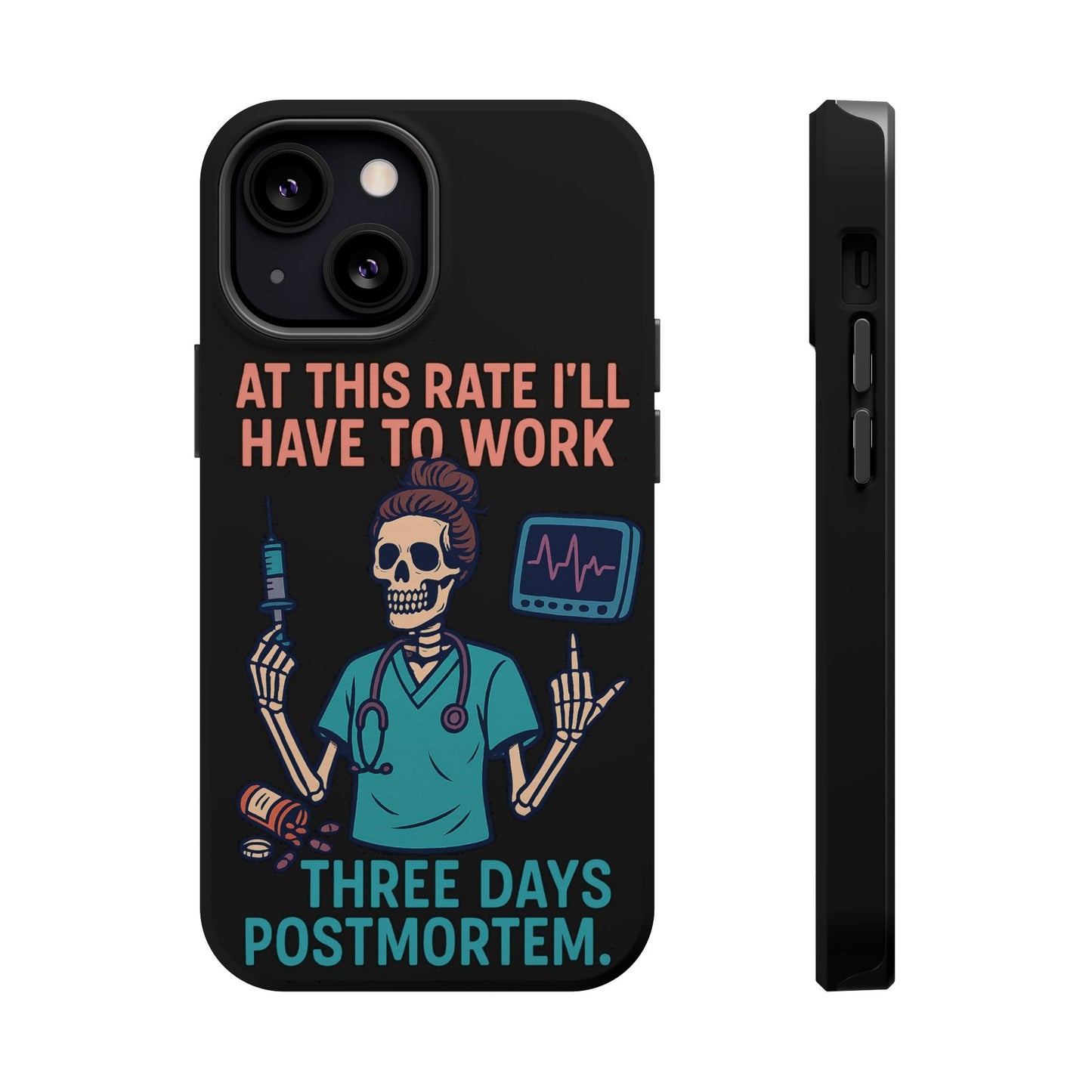Magnetic Tough Phone Case, 3 Days Postmortem Skull Design, Cute Nurse Gift, Halloween Decor, Unique Phone Accessory