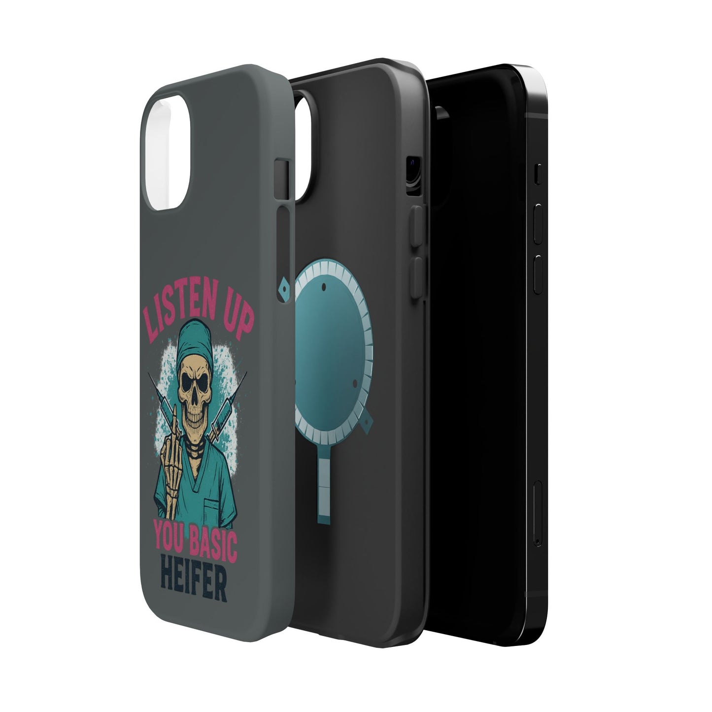 Edgy Nurse Phone Case, Gift for Healthcare Workers, Skull Design Case, Halloween Accessories, Trendy Tough Cases
