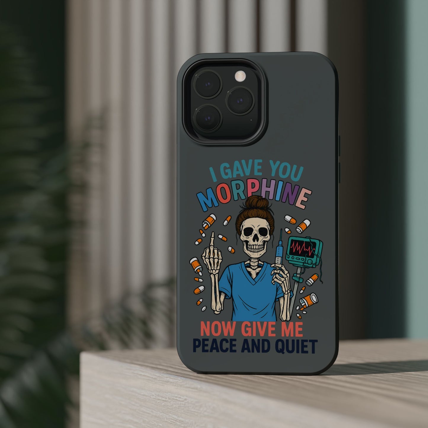 Gothic Phone Case, Unique Skeleton Design, Funny Gift for Nurses, Halloween Accessory, Hospital Humor
