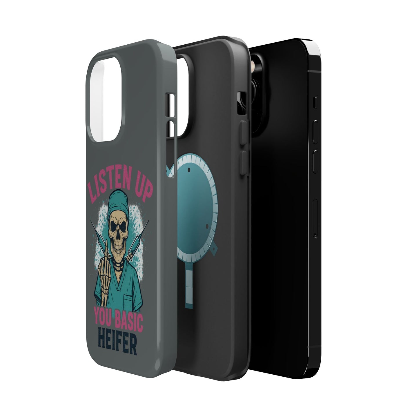 Edgy Nurse Phone Case, Gift for Healthcare Workers, Skull Design Case, Halloween Accessories, Trendy Tough Cases