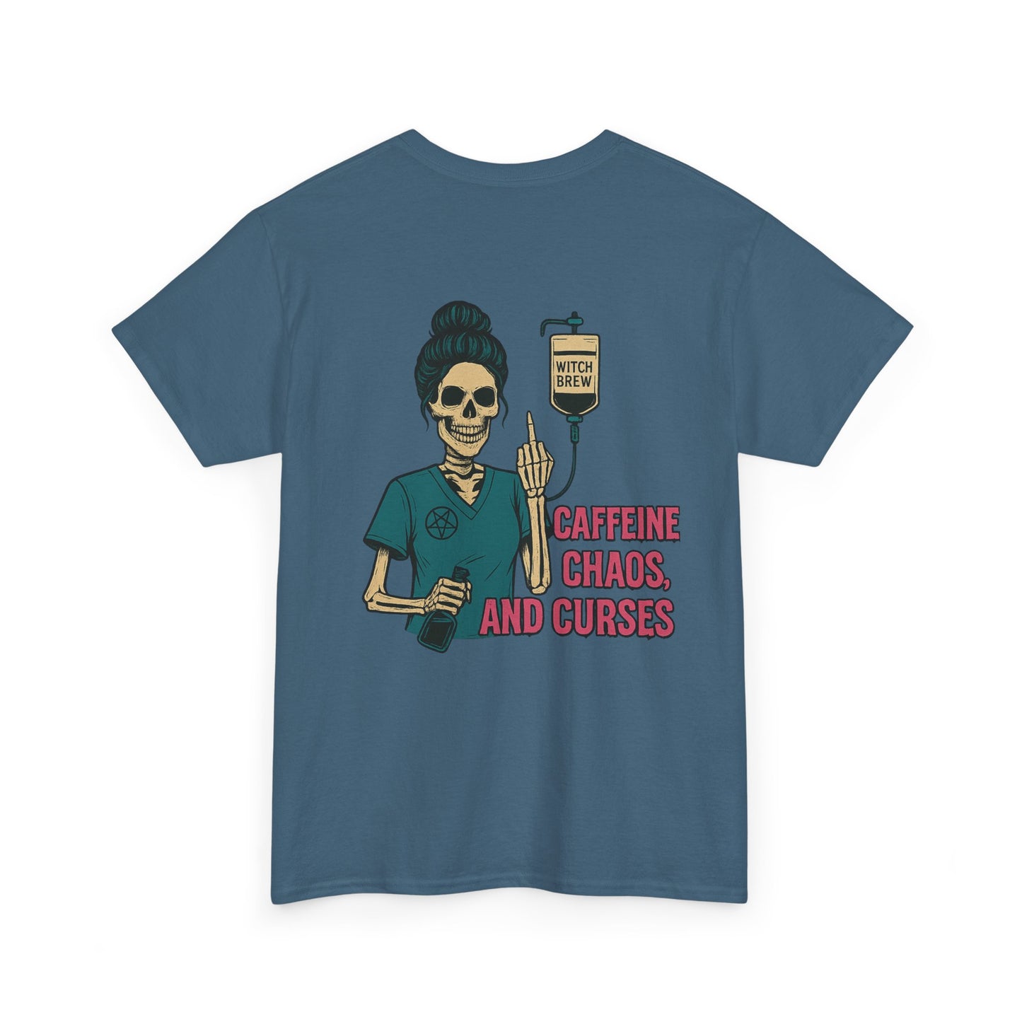 Witchy Caffeine Chaos Tee | Unisex Heavy Cotton Shirt for Halloween, Casual Wear, Gift for Her, Spooky Season, Witchy Vibes