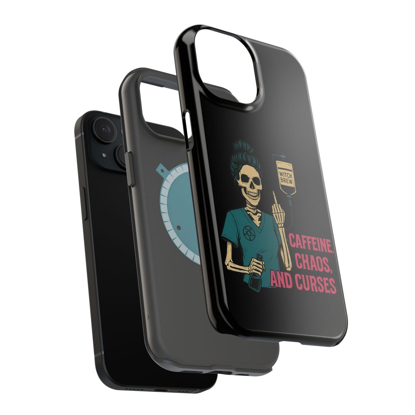 Caffeine Chaos Magnetic Phone Case, Halloween Gift, Witchy Accessories, Phone Cover, Spooky Style